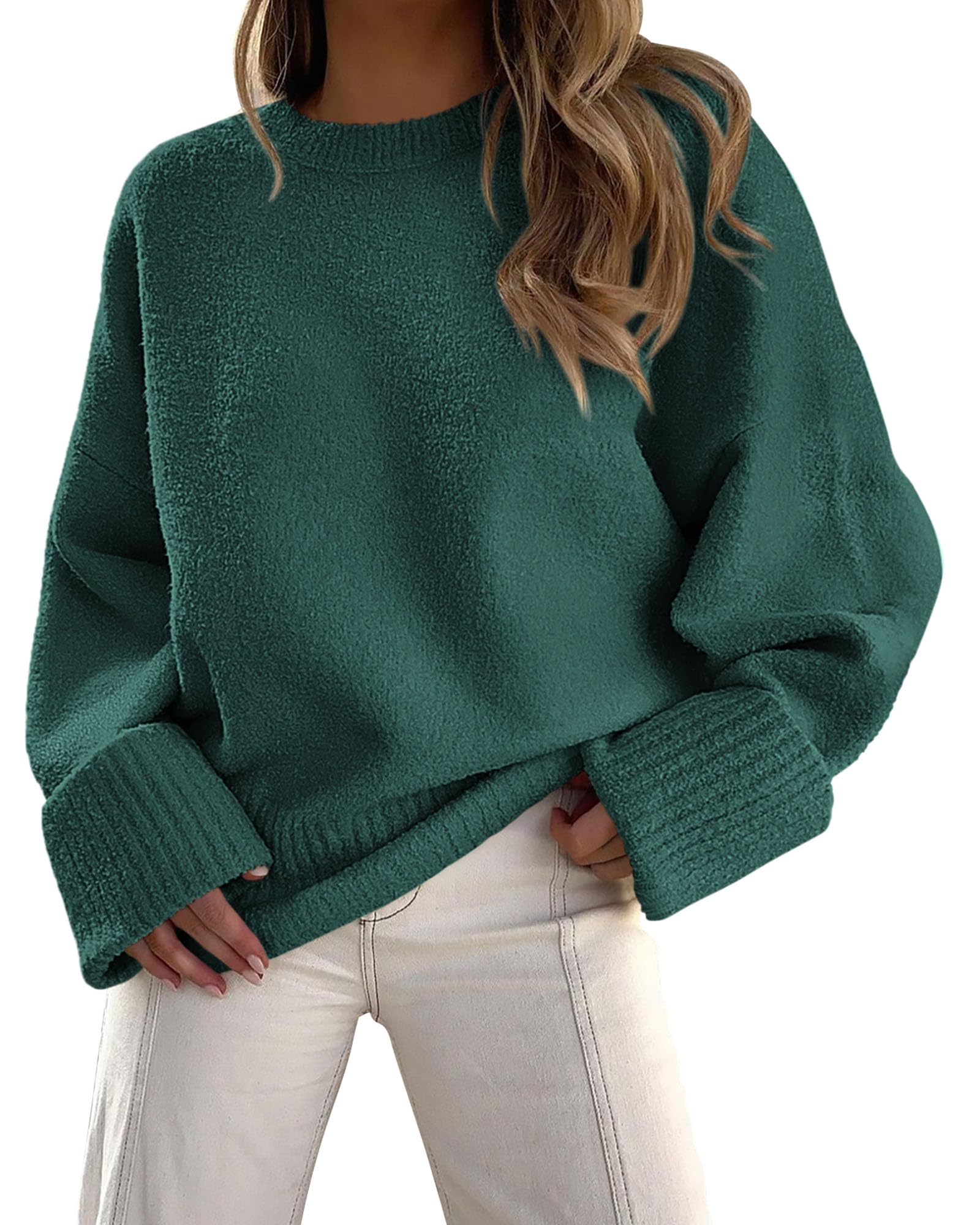 Women's Fall Fashion Cozy Oversized Sweaters(Dark Green,XS)