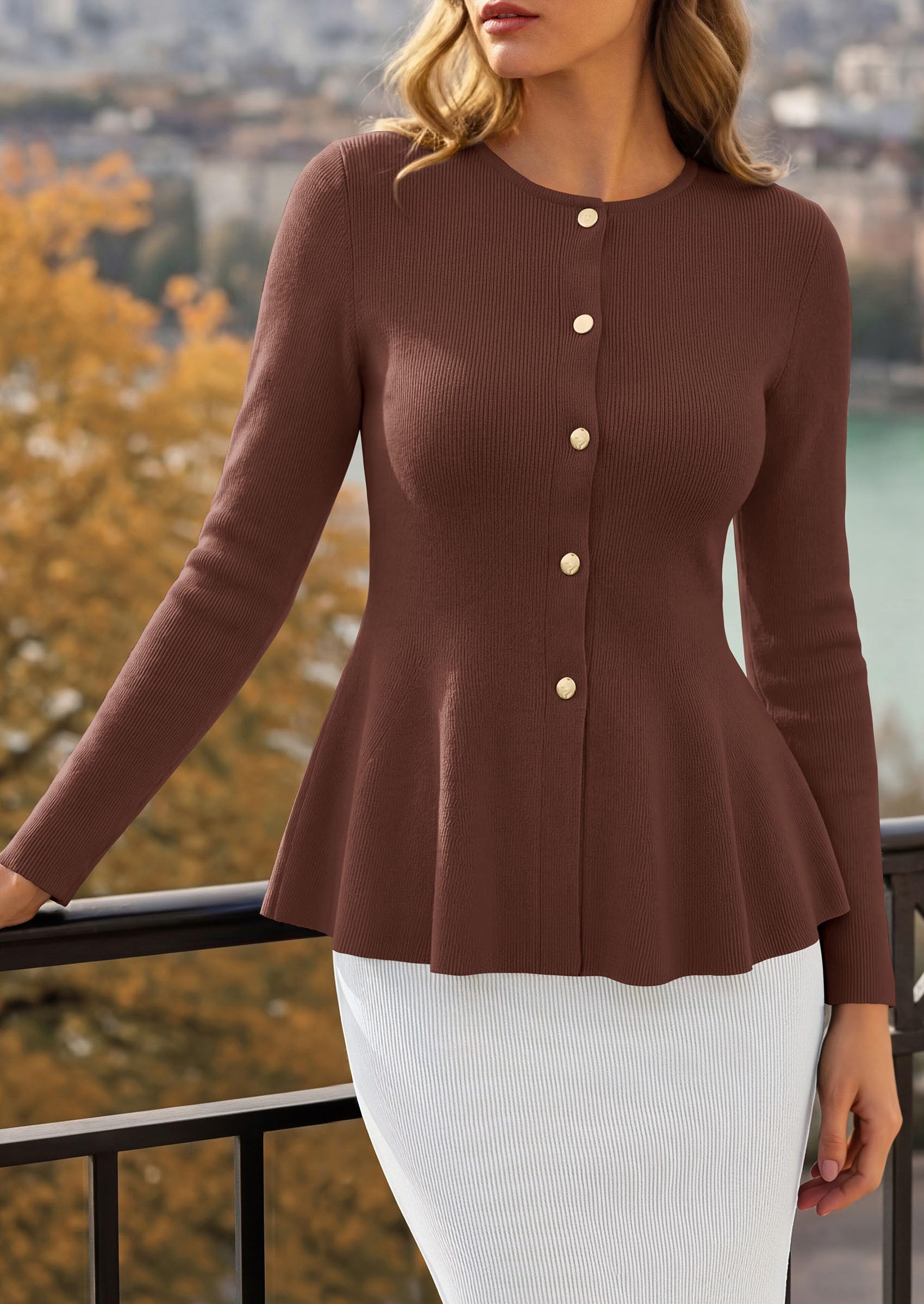 Women's Fall Lightweight Cardigan Sweaters, Brown,S