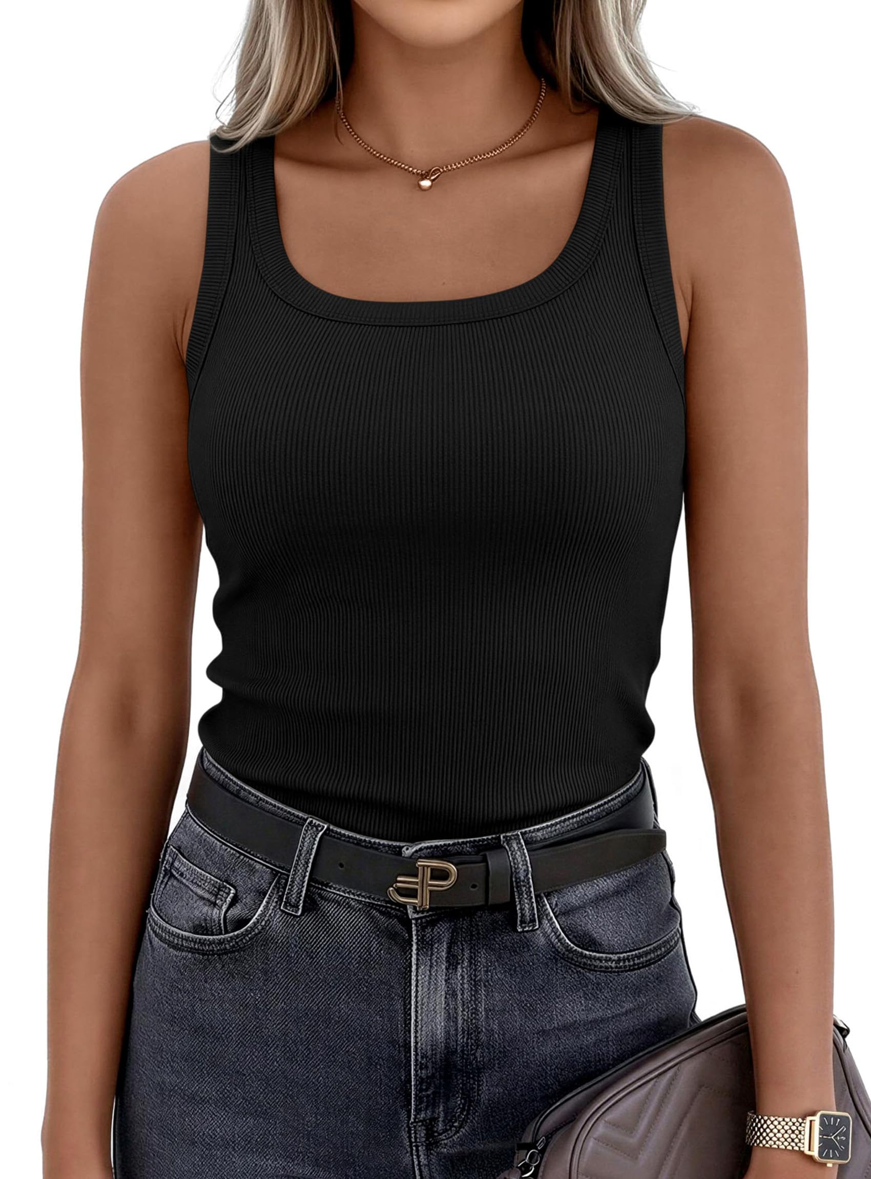 Tank Tops for Women Summer Sleeveless Tops,Black,XS