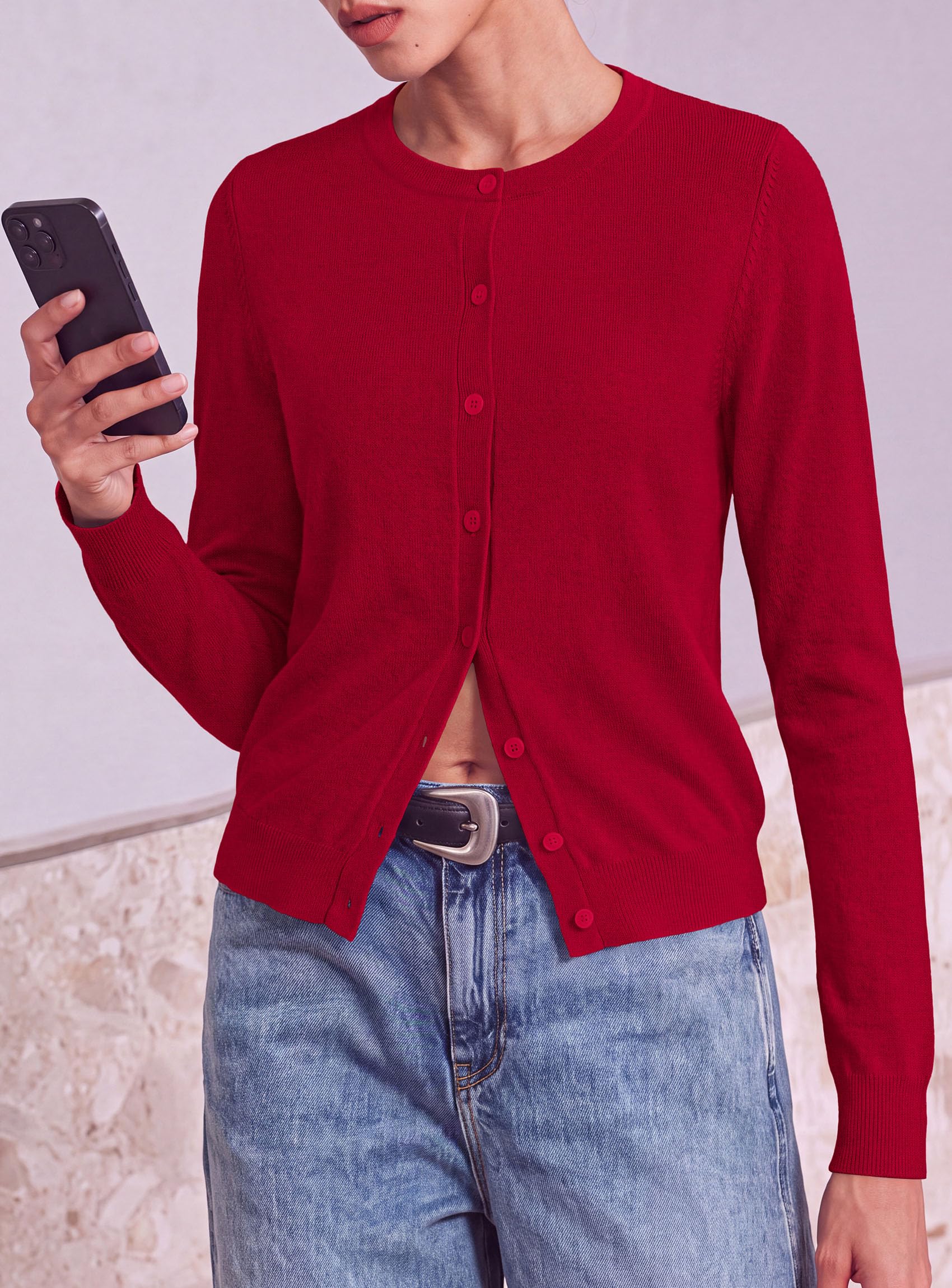 Lightweight Cardigans for Women Knit Button Up Fall Sweaters