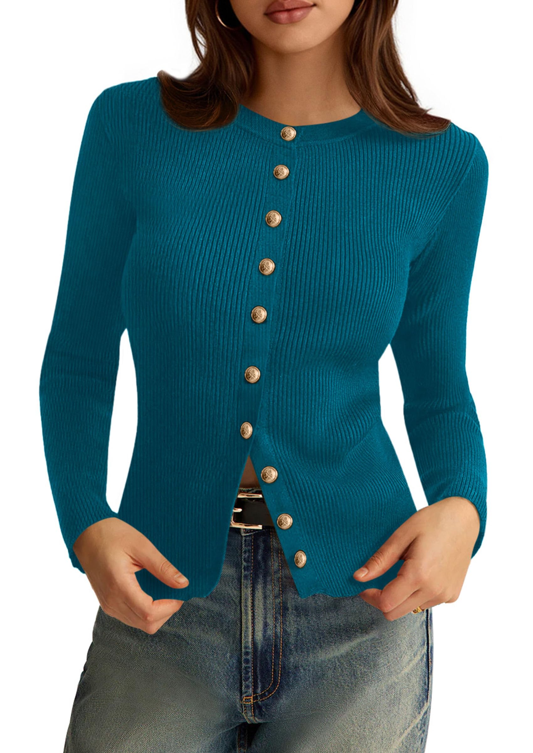 Women's Fall Lightweight Cardigan Sweaters,Lake Blue,S