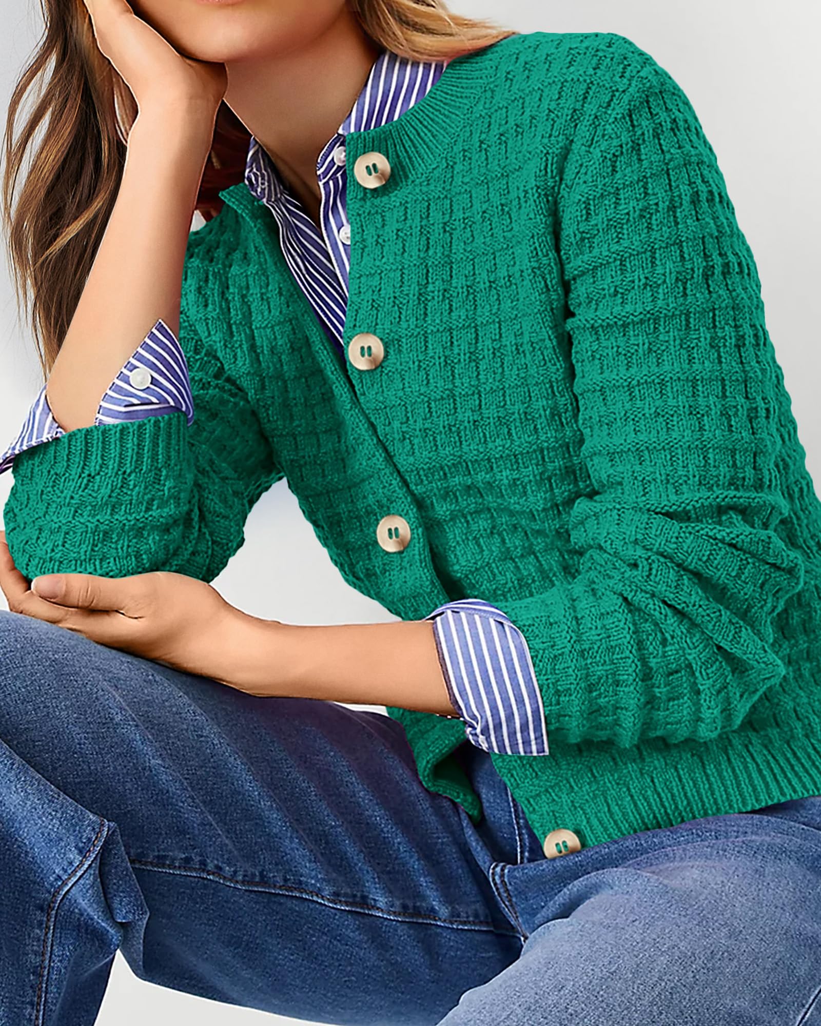 Women's Fall Lightweight Cardigan Sweaters Green