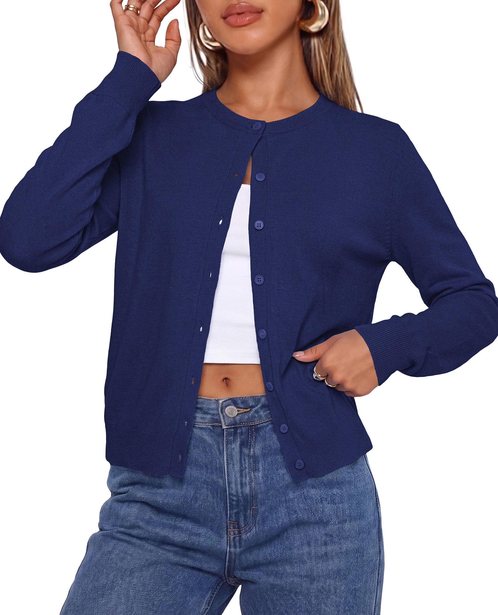 Lightweight Cardigans for Women Knit Button Up Fall Sweaters