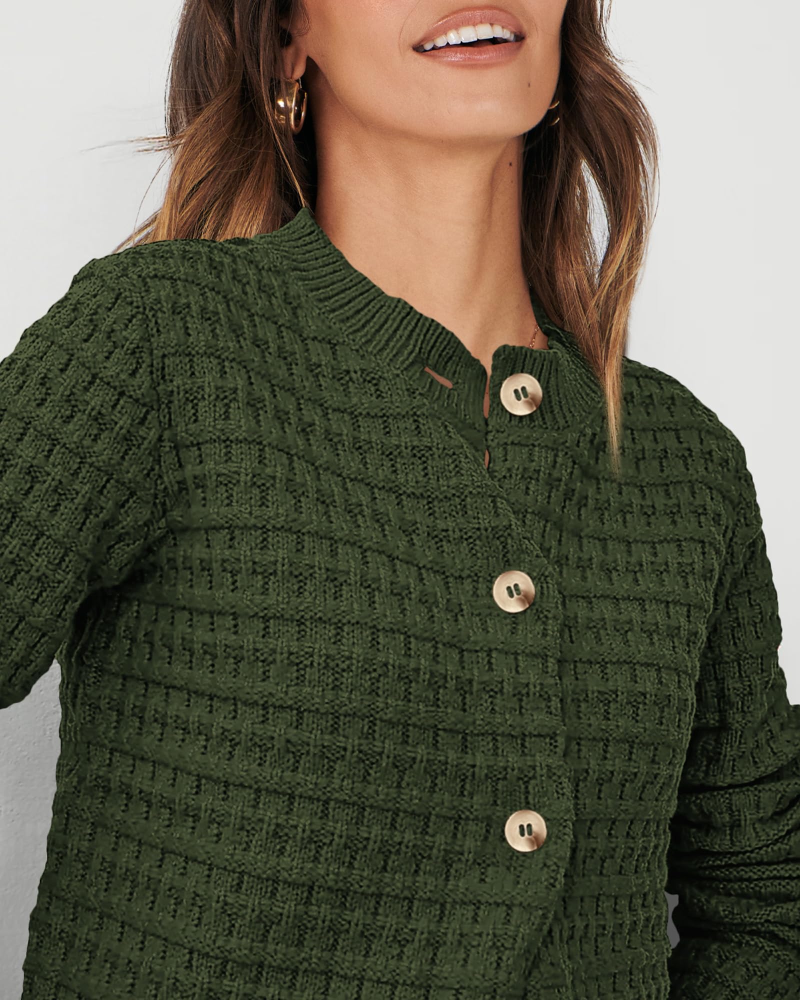 Women's Fall Lightweight Cardigan Sweaters Army Green