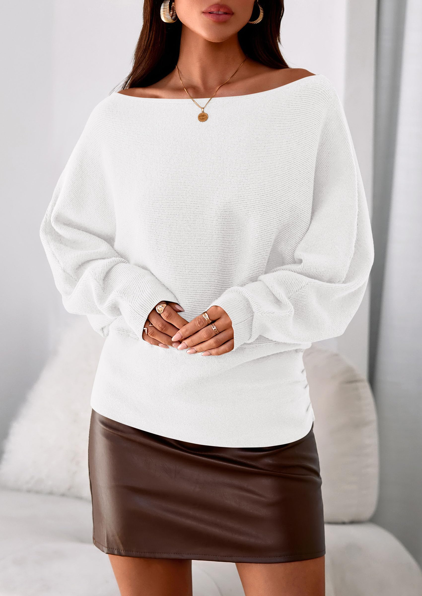 Women's Off the Shoulder Sweater Trendy Fall Going Out Tops