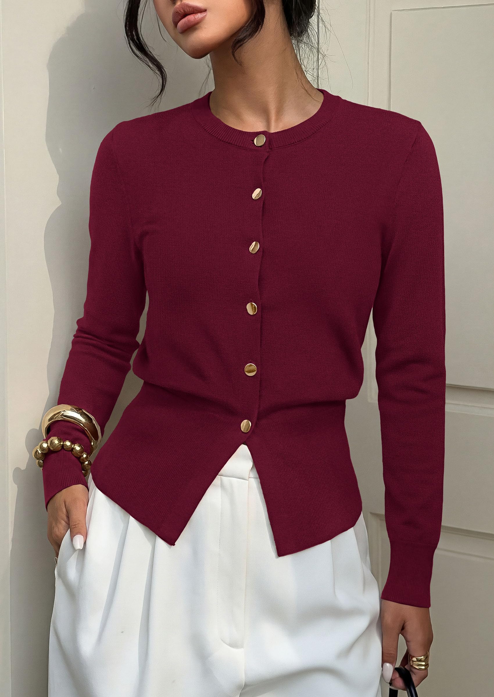 Womens Fall Fashion Knit Cardigan Sweaters Cinched Waist Tops