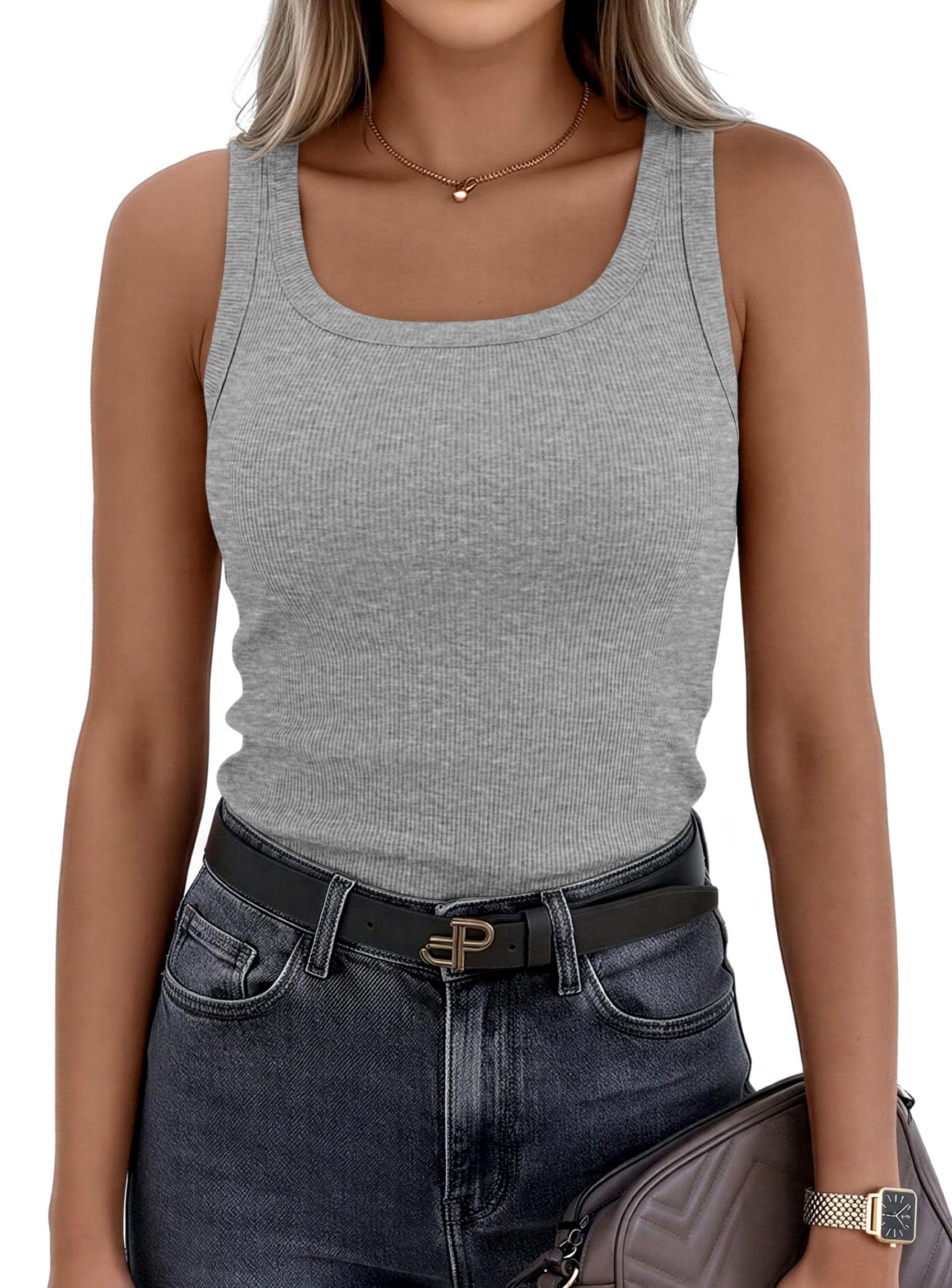 Tank Tops for Women Summer Sleeveless Tops,Grey,XS