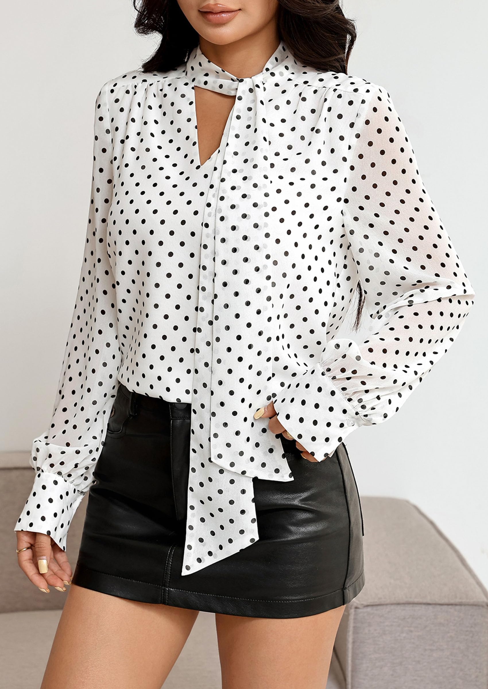 Women's Chiffon Boho Blouses Dressy Business Casual Work Tops