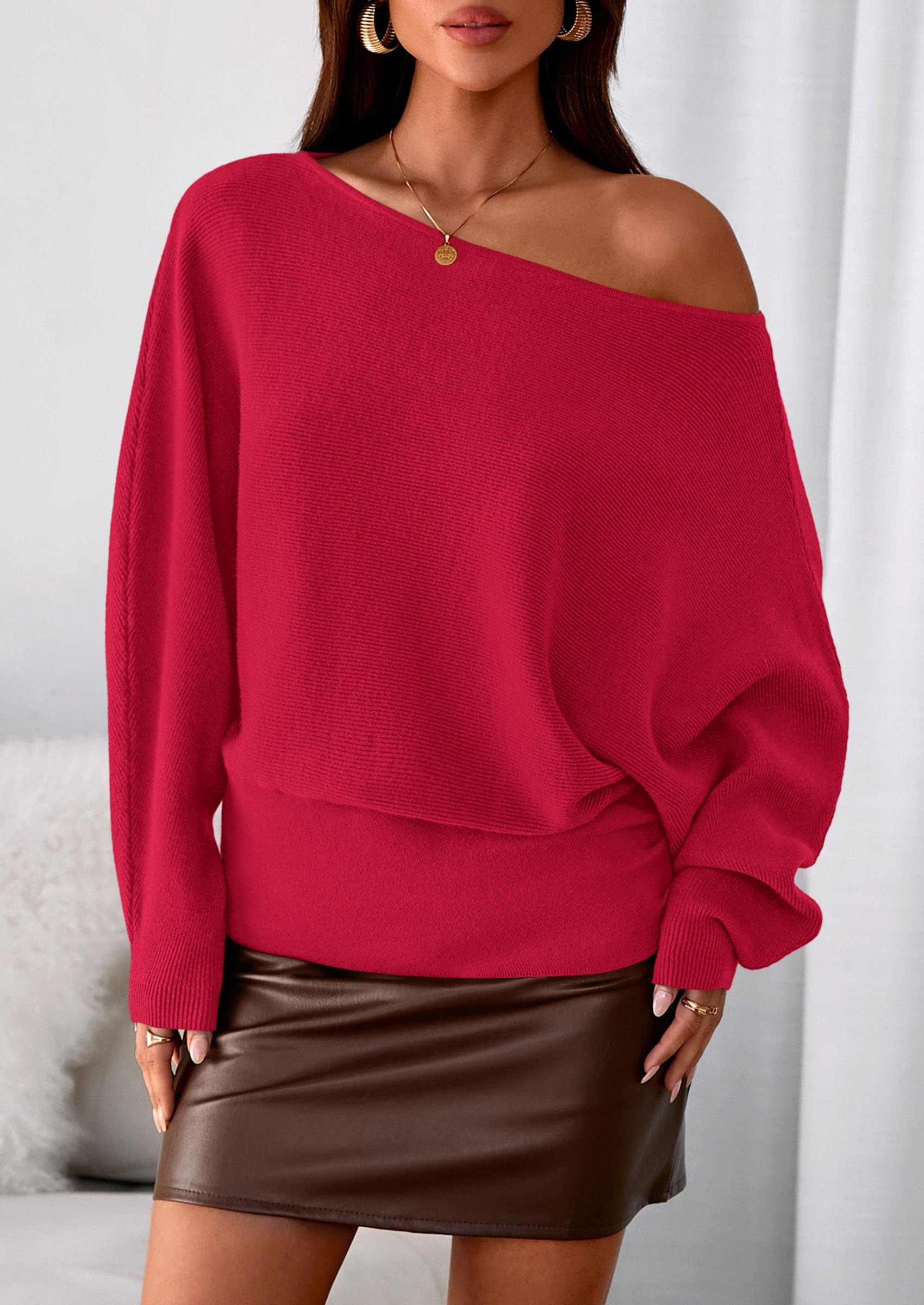 Women's Off the Shoulder Sweater Trendy Fall Going Out Tops