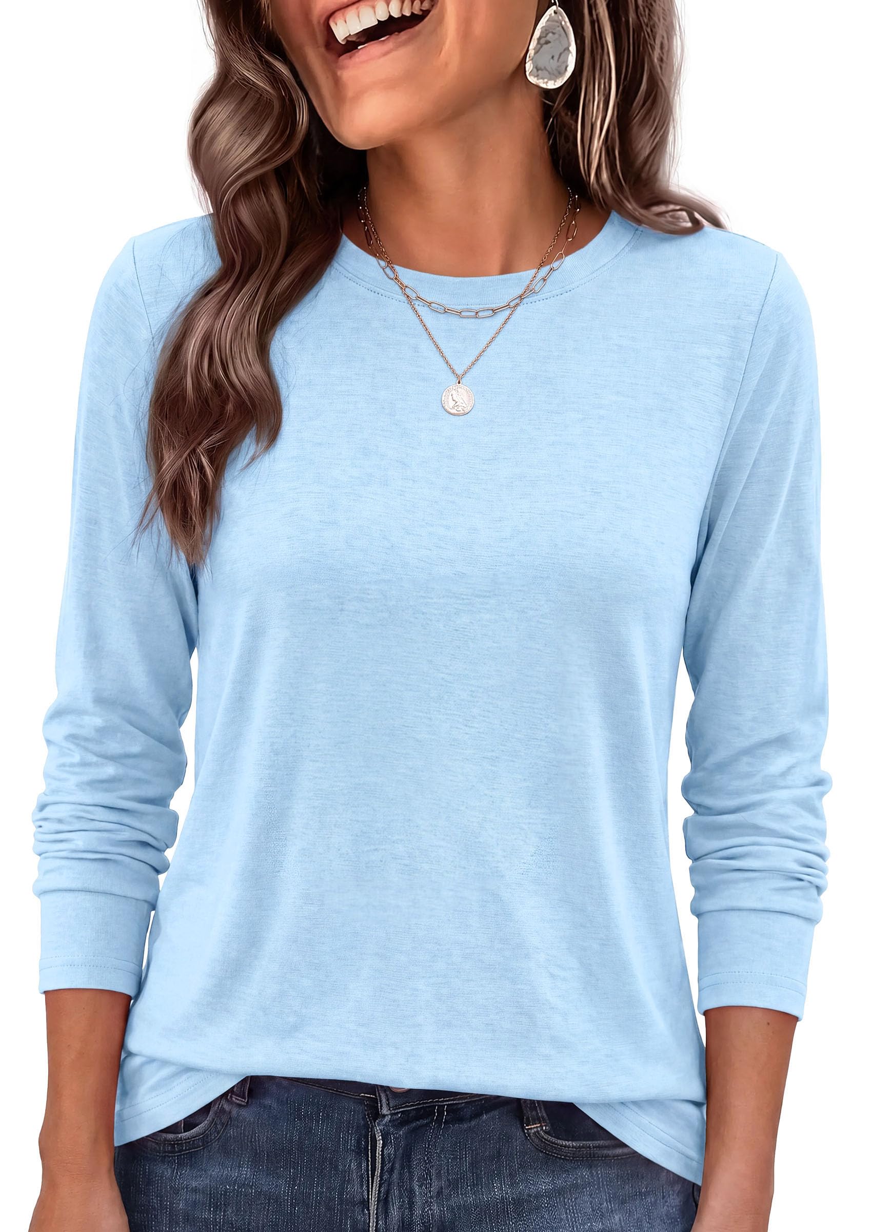 Long Sleeve Tshirts Shirts for Women Basic Casual Fall Tops