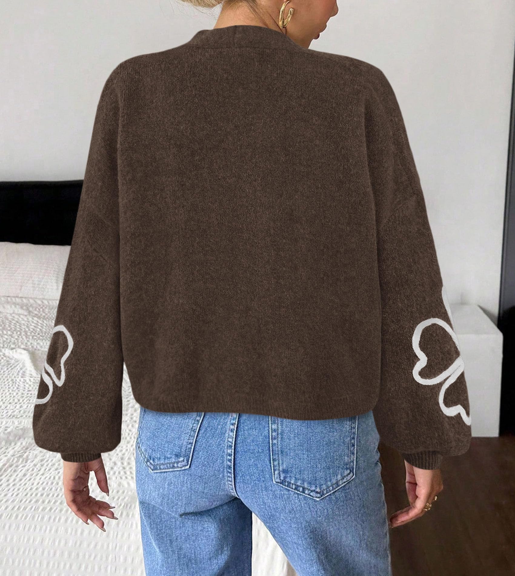Women's Floral Oversized Cardigan Sweaters Trendy Fall Outfits