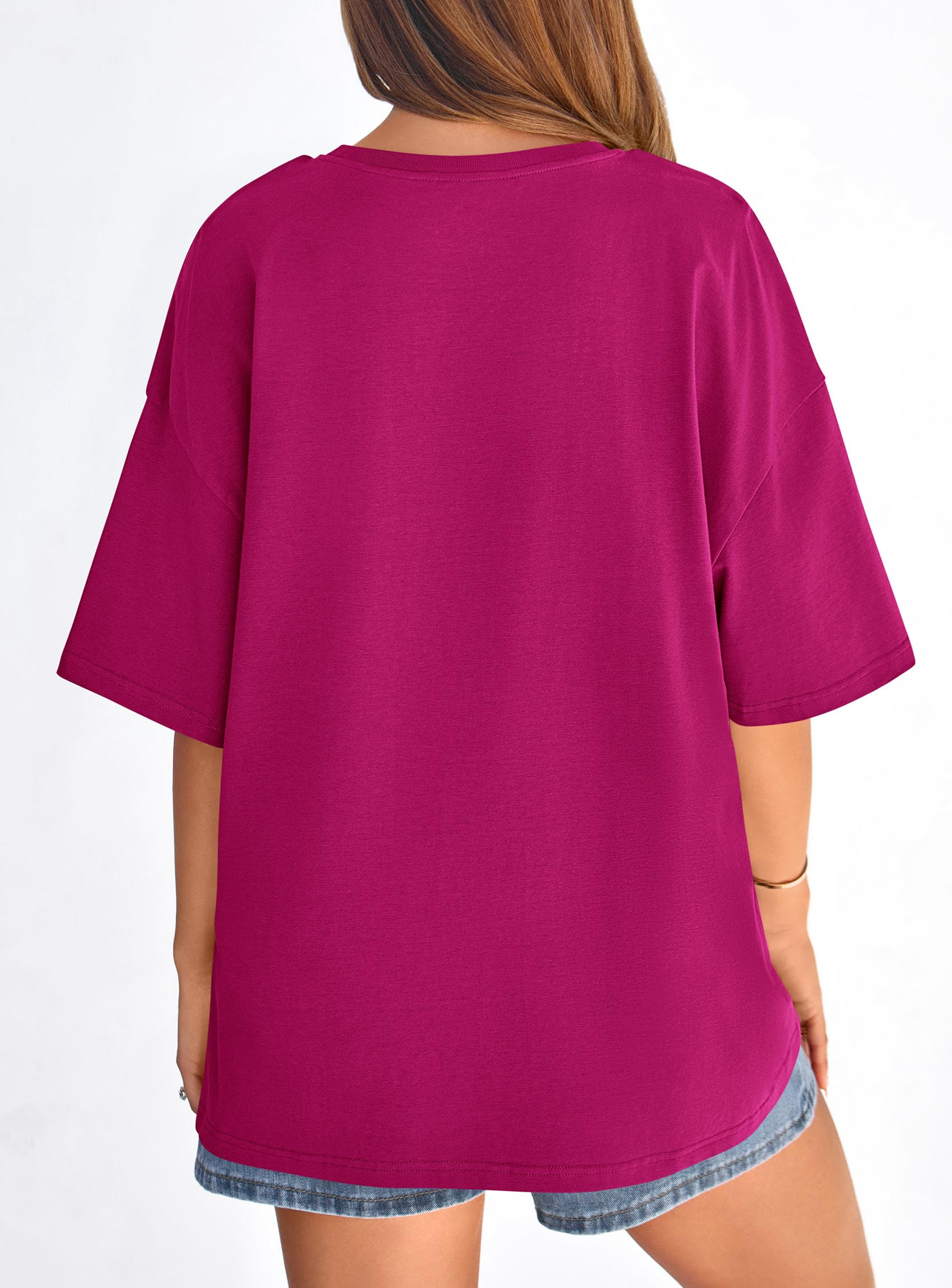 Women's Oversized Tshirts Going Out Tops (Rose Red,S)