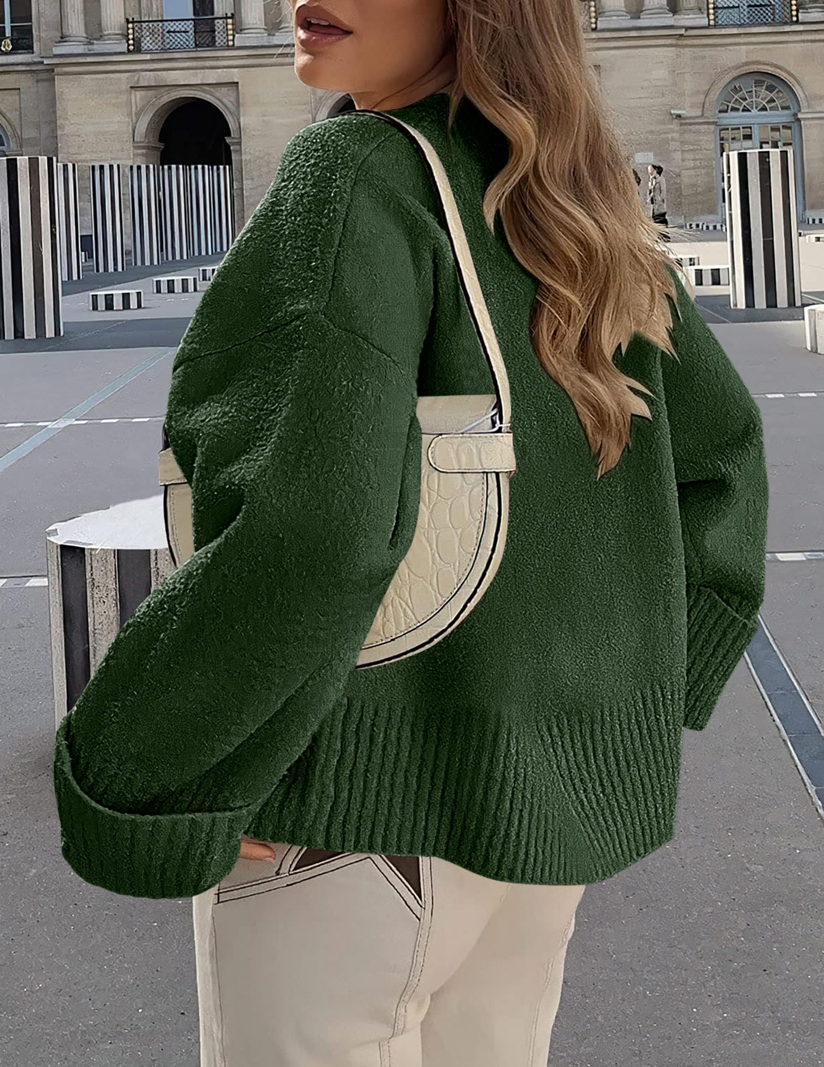 Women's Fall Fashion Cozy Oversized Sweaters Dark Army Green
