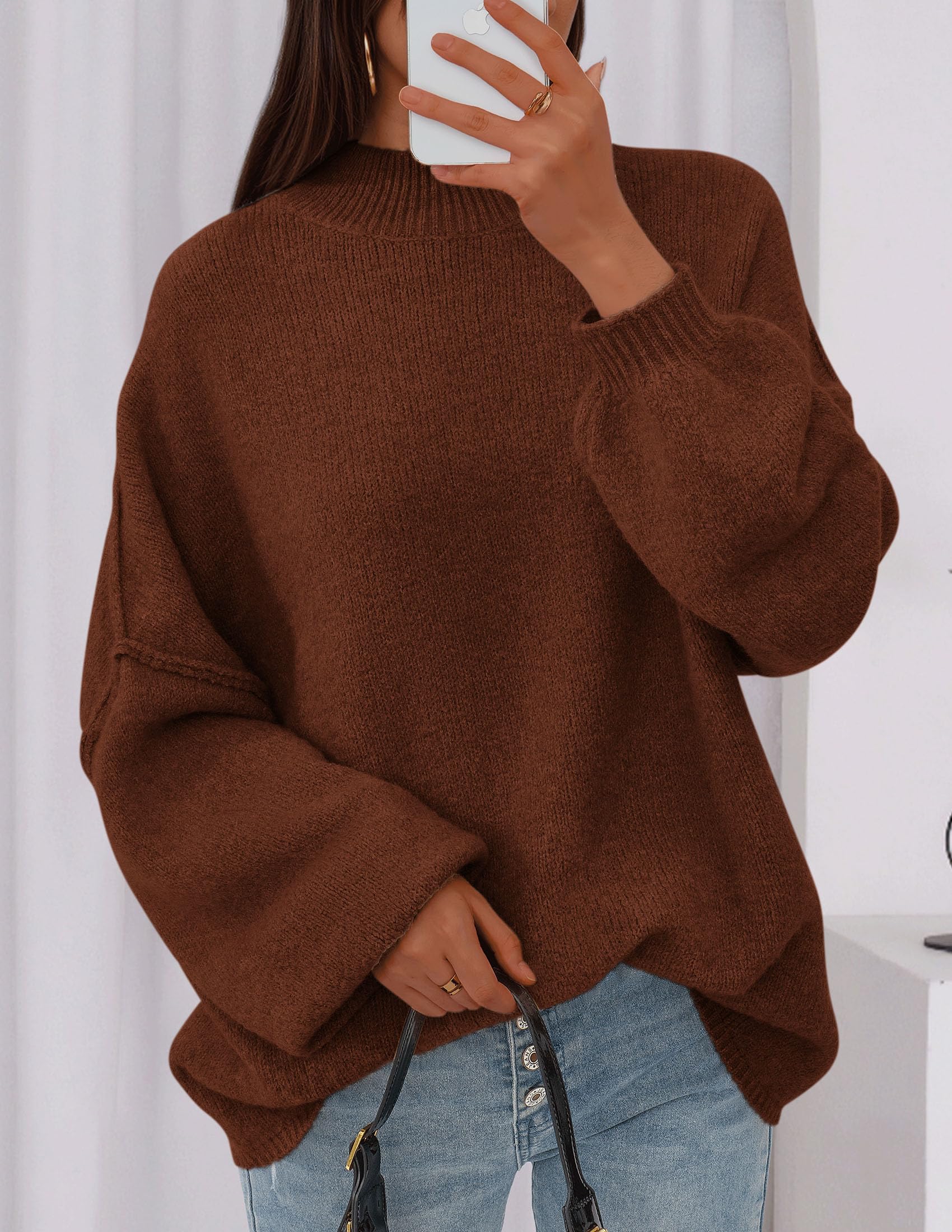 Women's Oversized Sweaters Fall Clothes (Caramel,S)