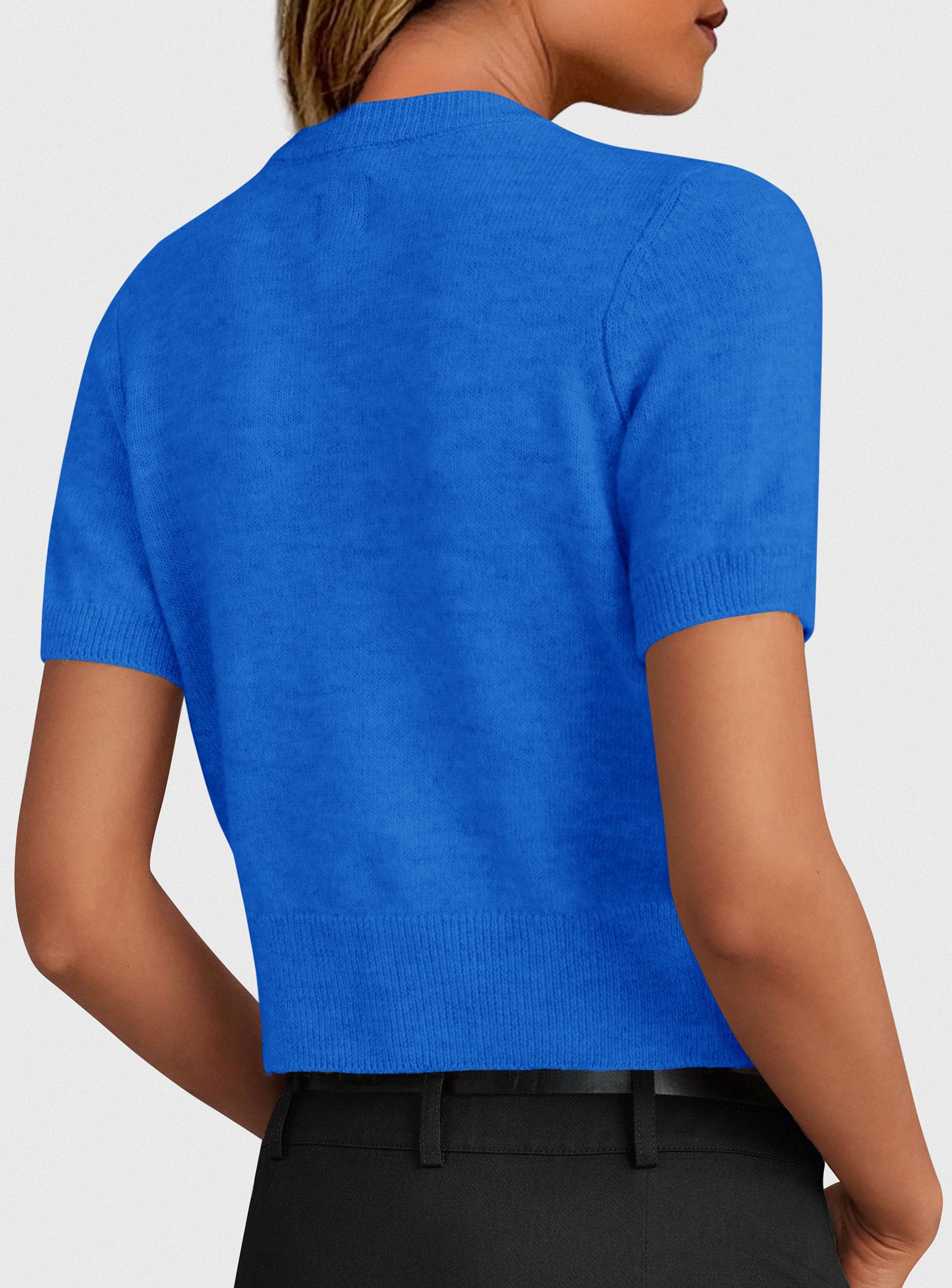 Womens Summer Cardigan Short Sleeve Sweater,Blue,S