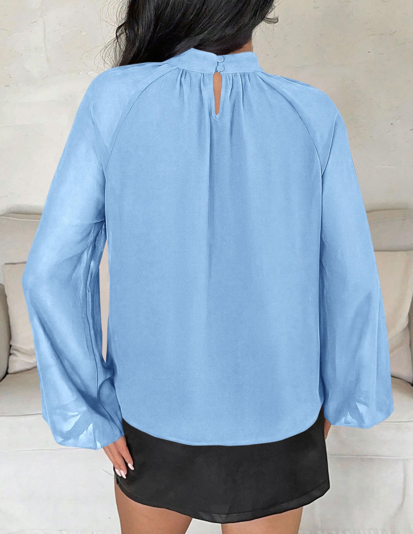 Chiffon Blouses for Women Dressy Casual Mock Neck Tops