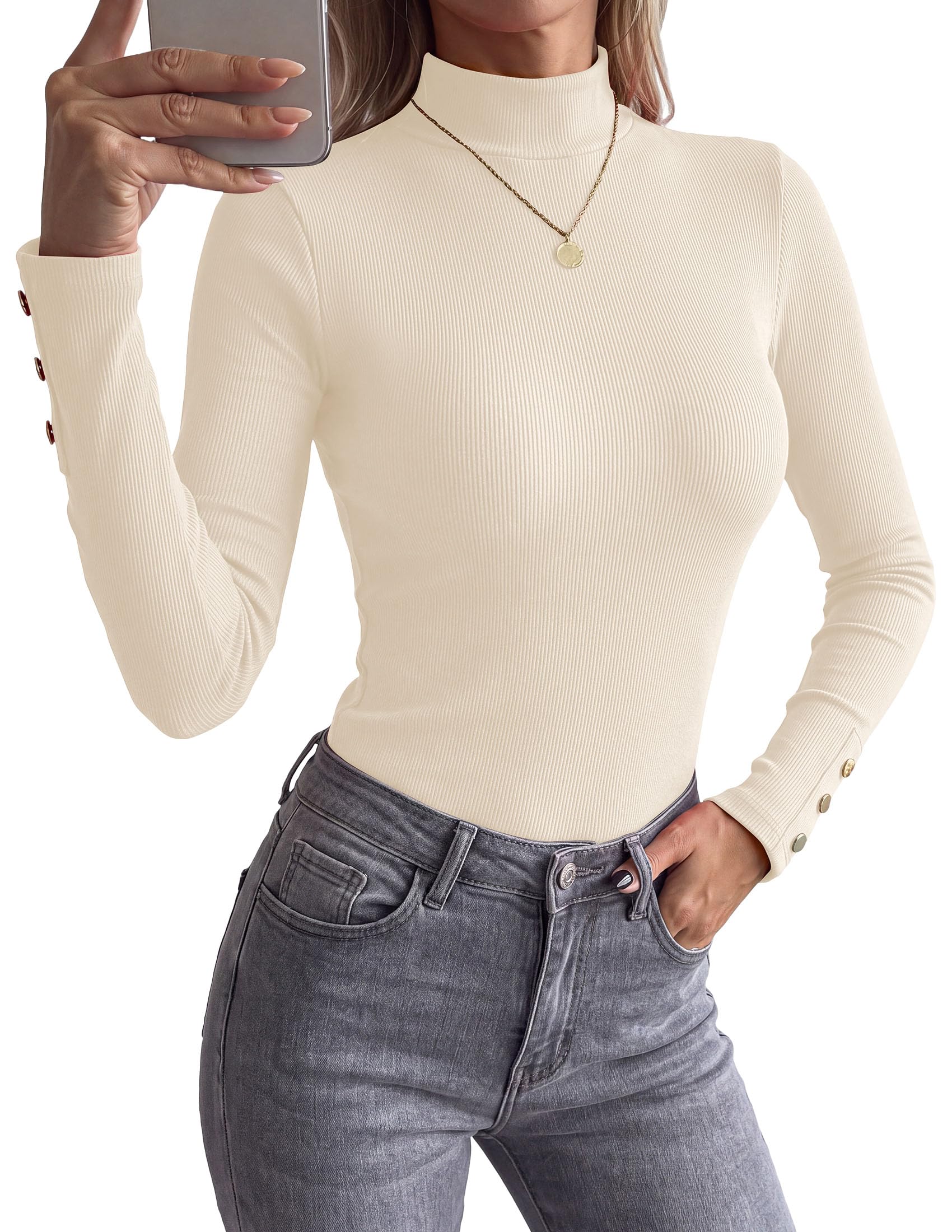 Women's Long Sleeve Shirts Fall Going Out Tops,Beige,XS