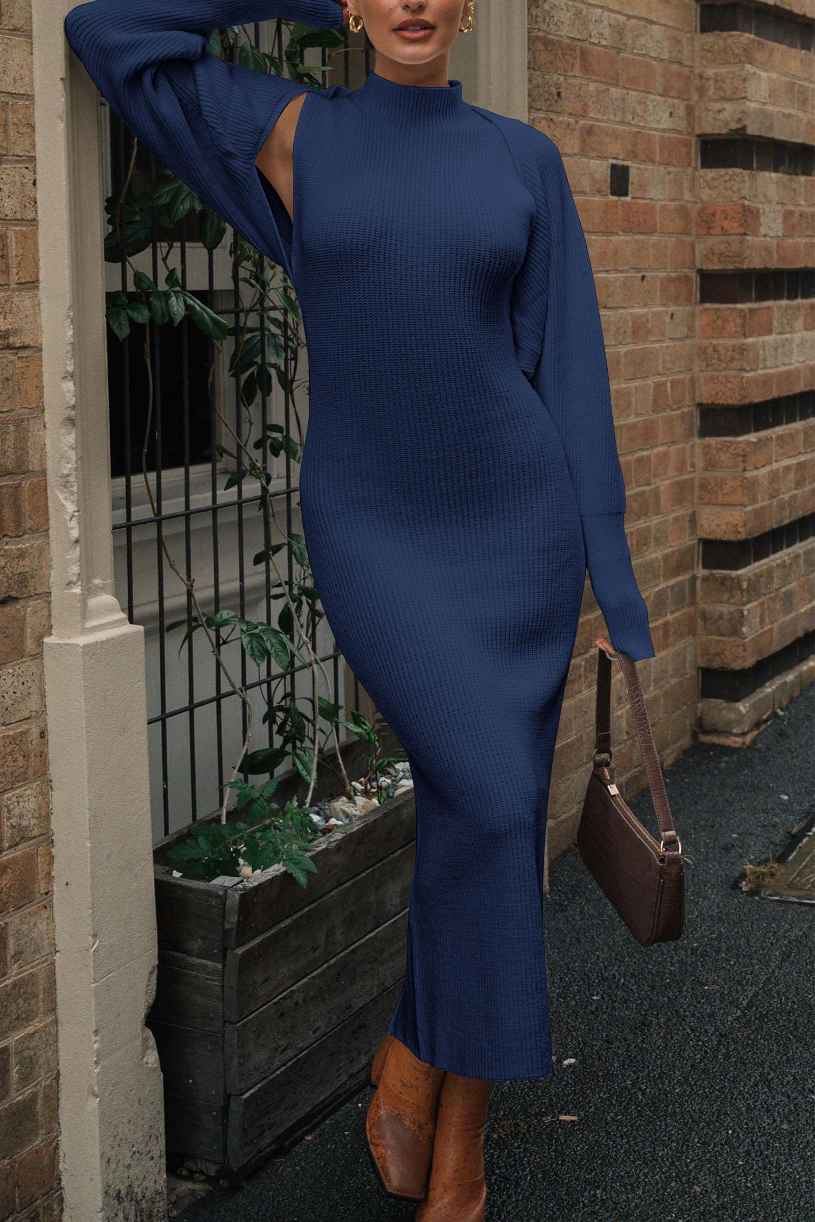 Womens 2 Piece Ribbed Knit Sweater Dress Set Date Night Outfit