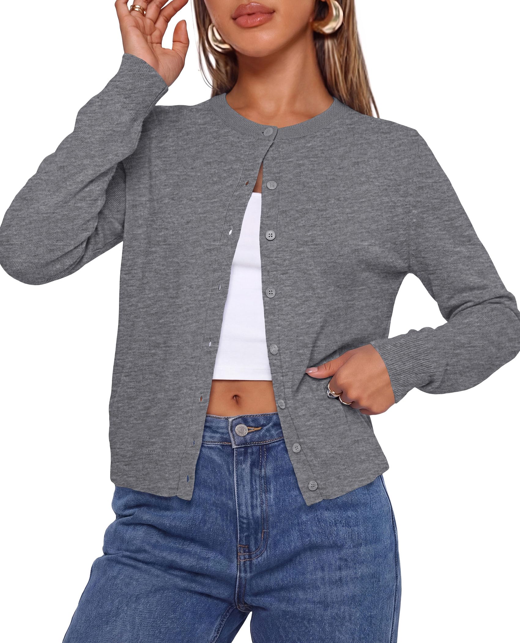 Lightweight Cardigans for Women Knit Button Up Fall Sweaters