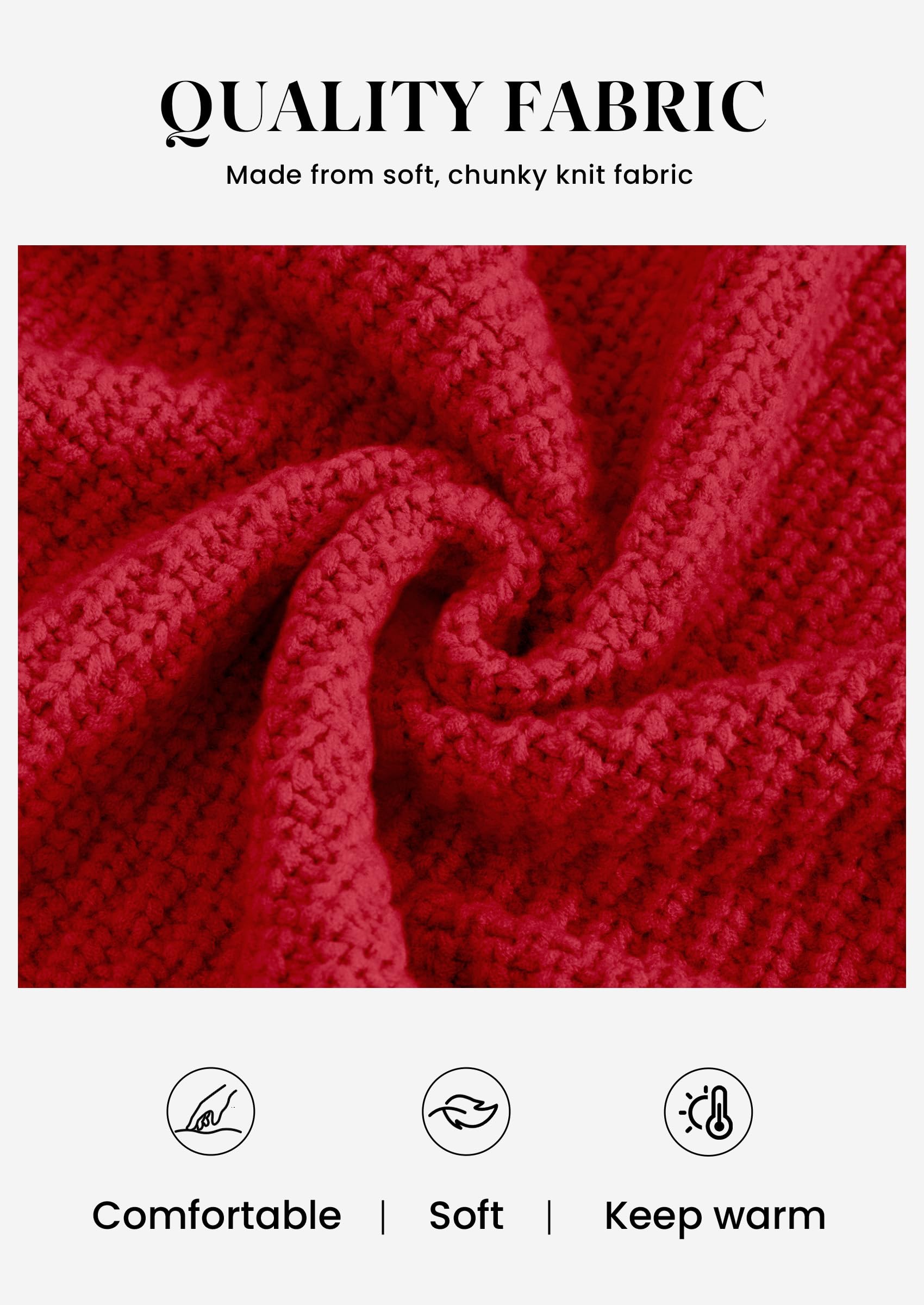 Women's Fall Cardigan Open Front Chunky Sweaters Red S