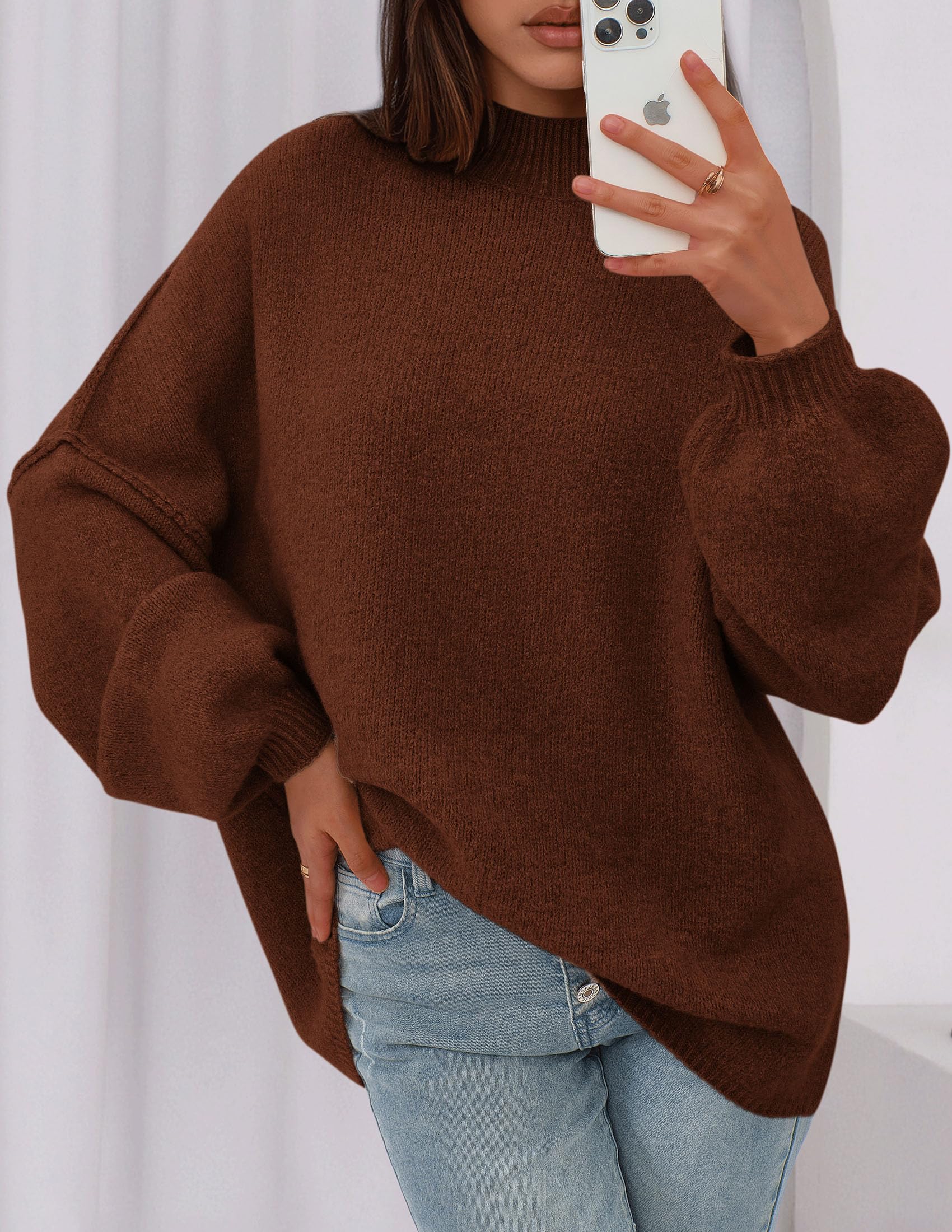 Women's Oversized Sweaters Fall Clothes (Caramel,S)