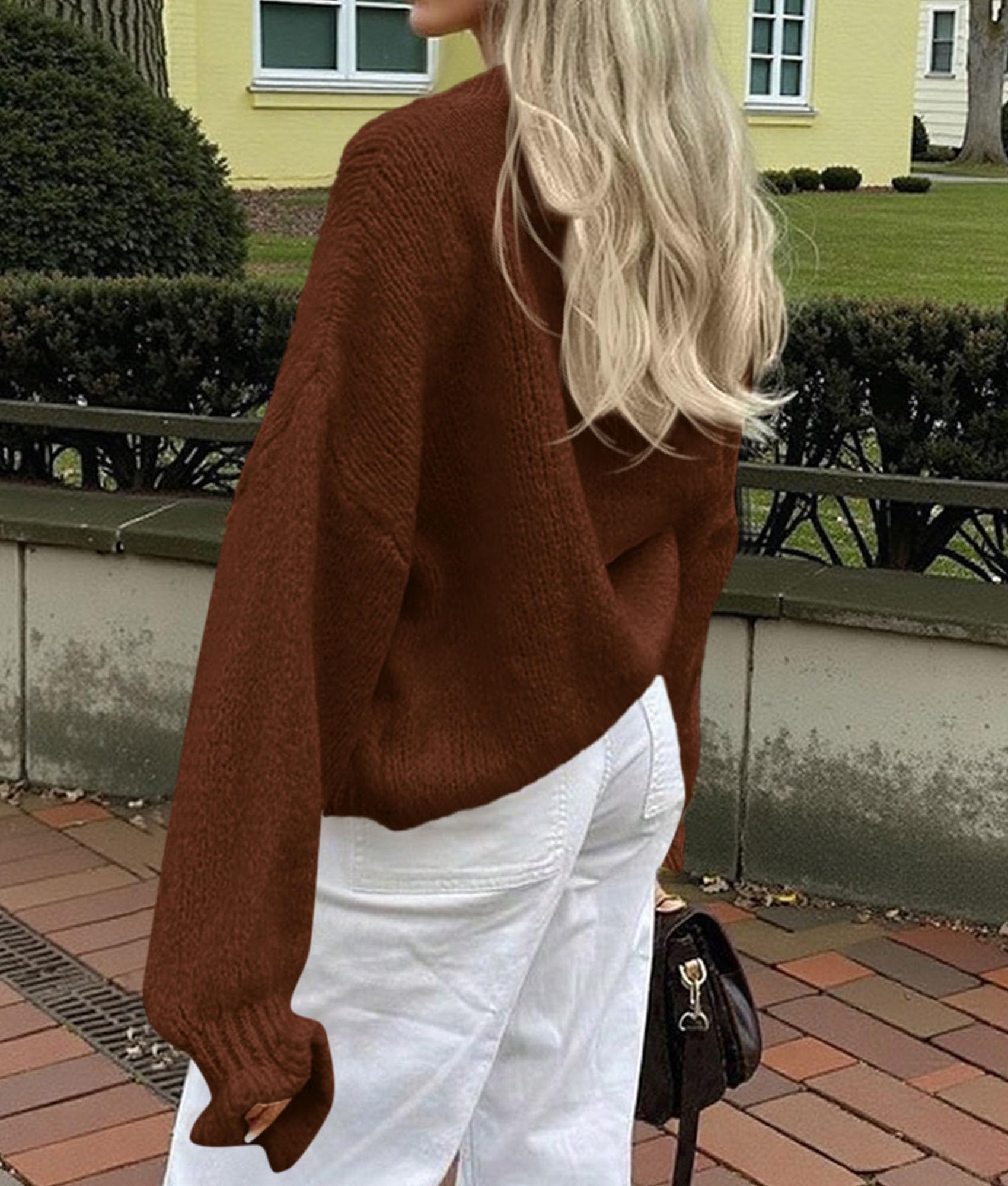 Womens Long Sleeve Chunky Knit Cardigan Sweaters,Brown,S