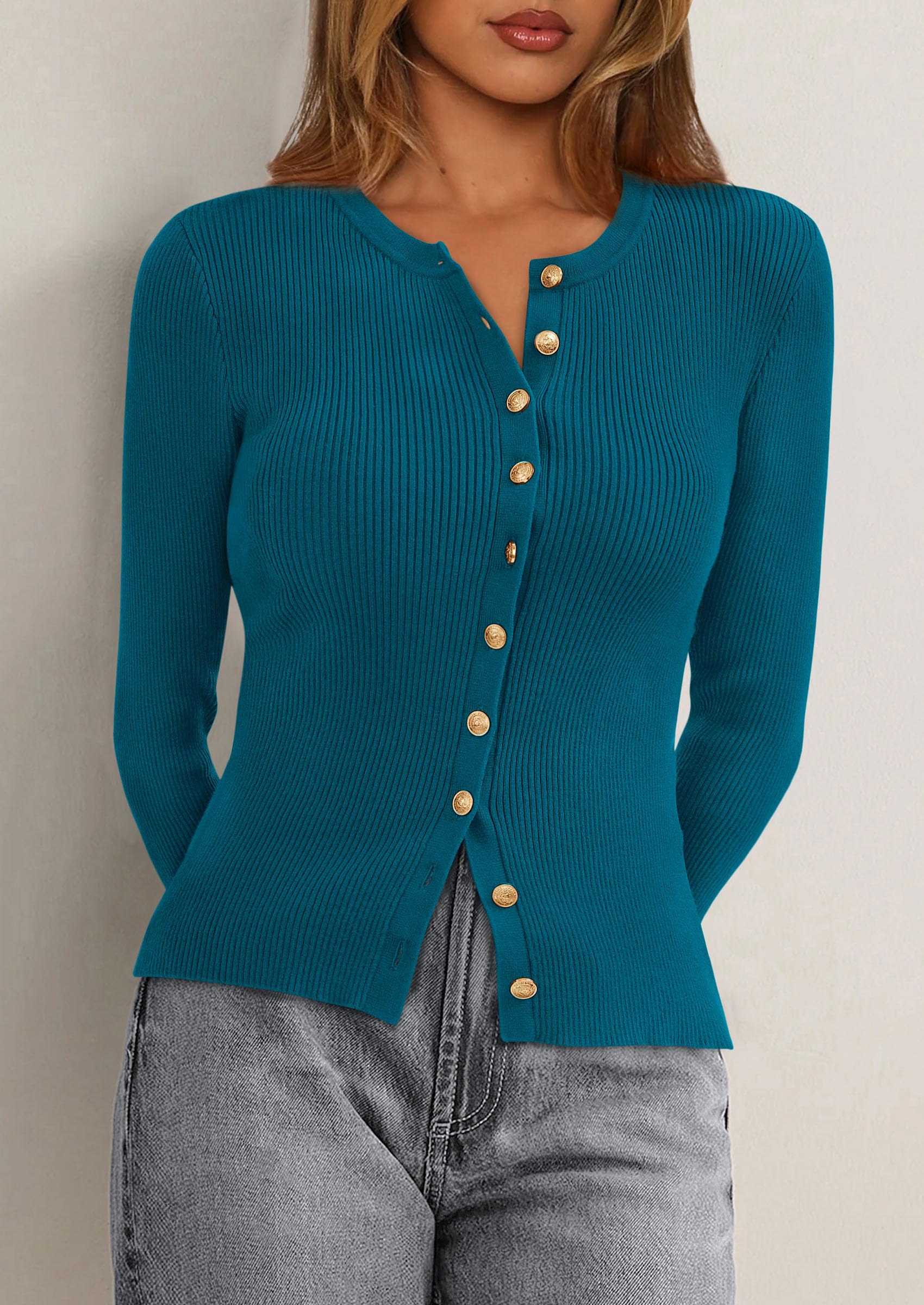 Women's Fall Lightweight Cardigan Sweaters,Lake Blue,S