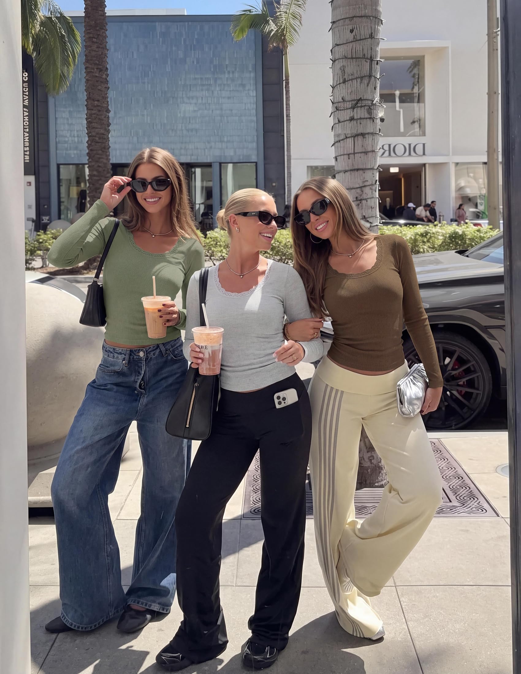 Long Sleeve T Shirts for Women Fall Casual Square Neck Tops