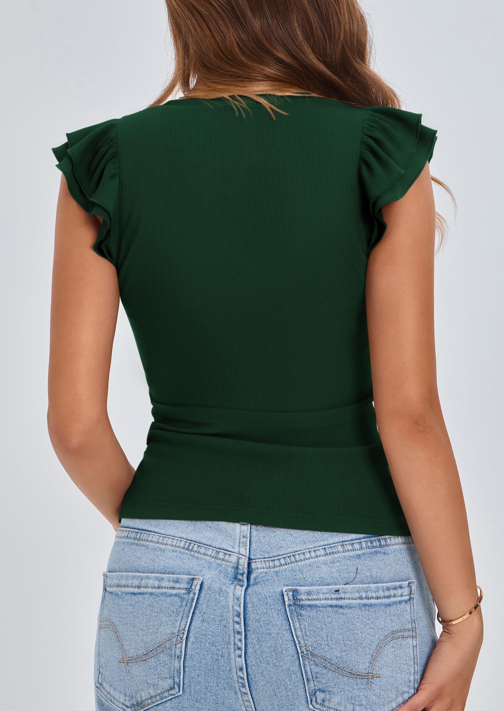 Womens Sleeveless Slim Fit T Shirts,Dark Green,S