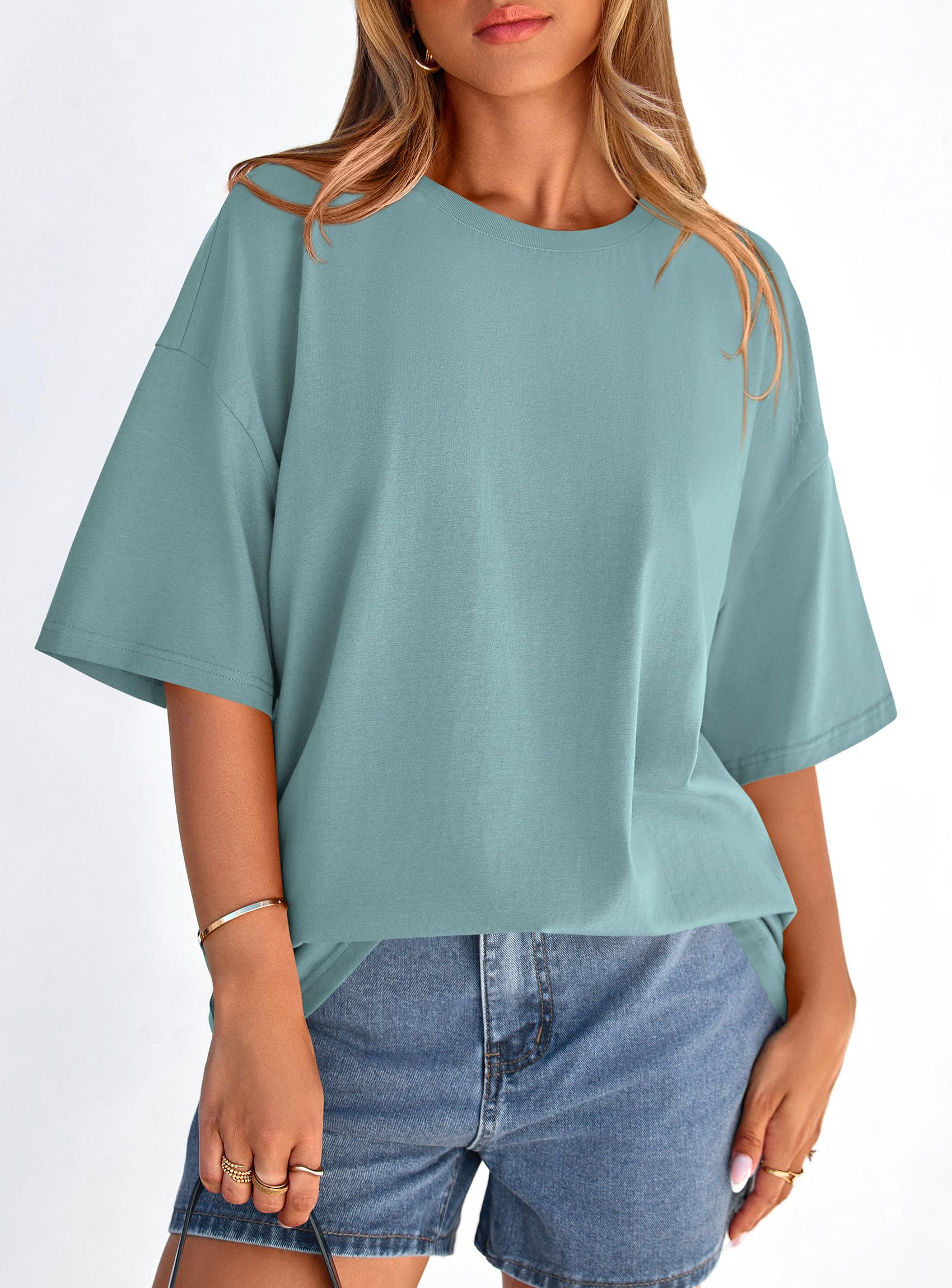 Women's Oversized Tshirts Going Out Tops (Sage Green,S)