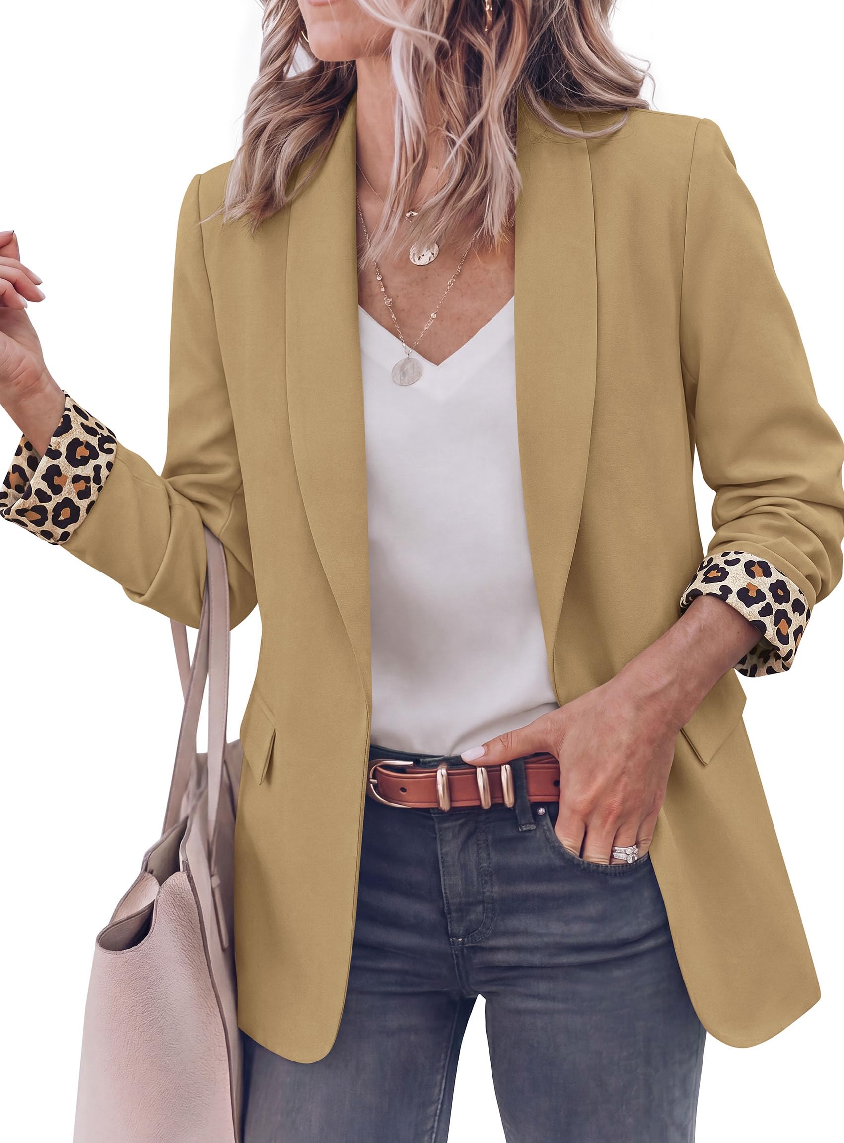 Blazers for Women Business Casual Open Front Lapel Suit Jacket