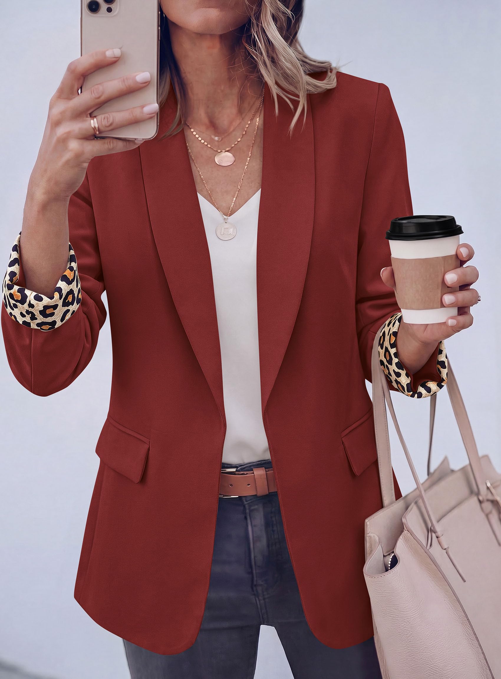 Blazers for Women Business Casual Open Front Lapel Suit Jacket