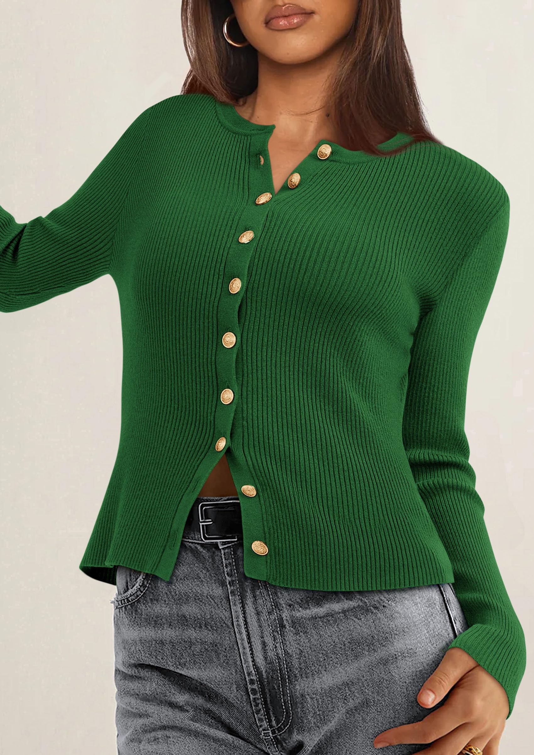 Women's Fall Lightweight Cardigan Sweaters,Green,S