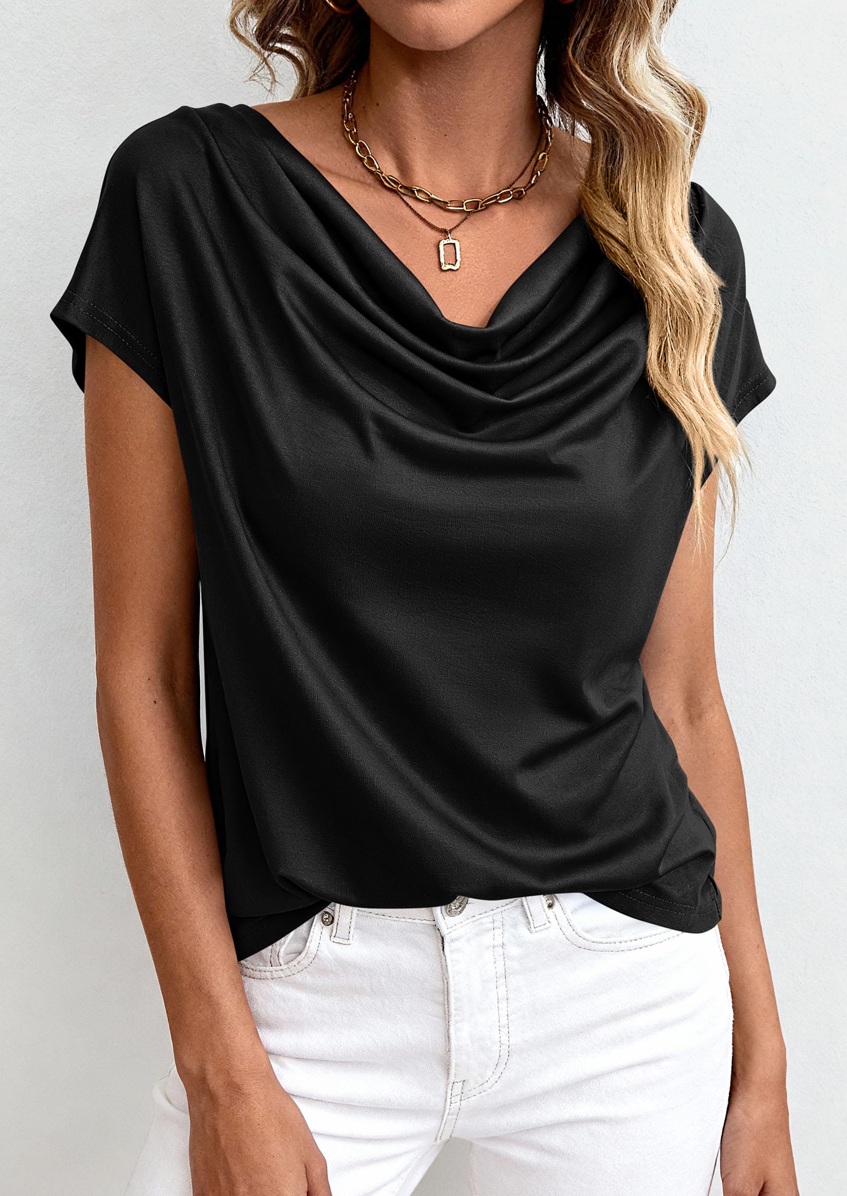 Womens Tops Dressy Business Casual Work Blouses, Black,XS
