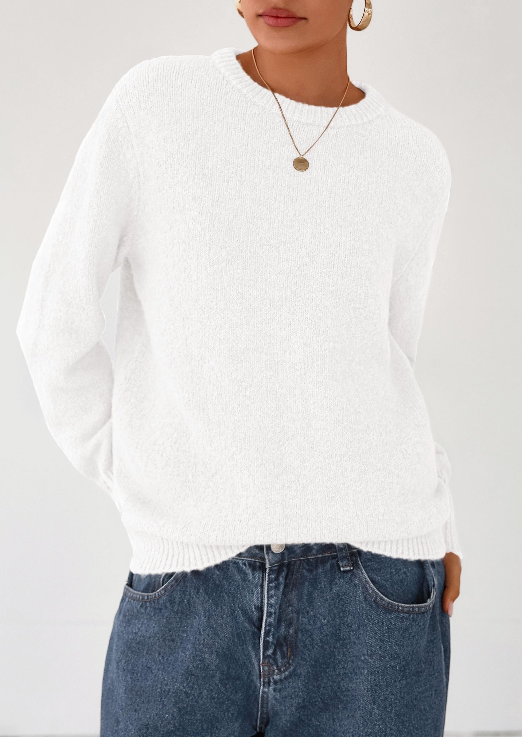 Fall Sweaters for Women Cozy Casual Pullover Ribbed Knit Tops
