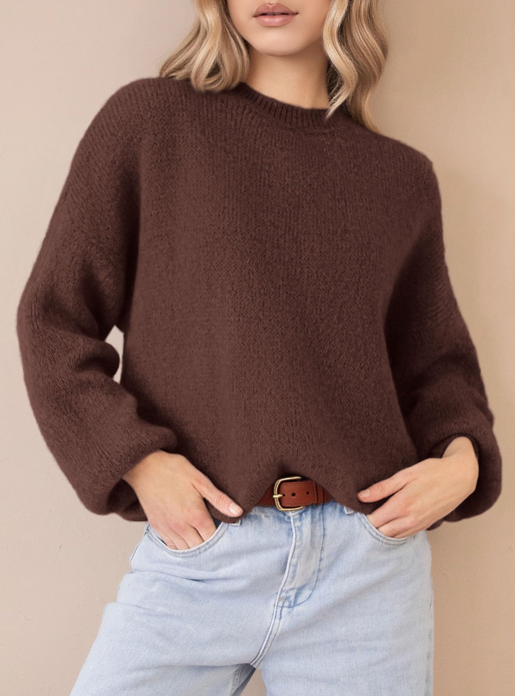 Women's Fall Oversized Holiday Sweaters (Dark Brown,S)