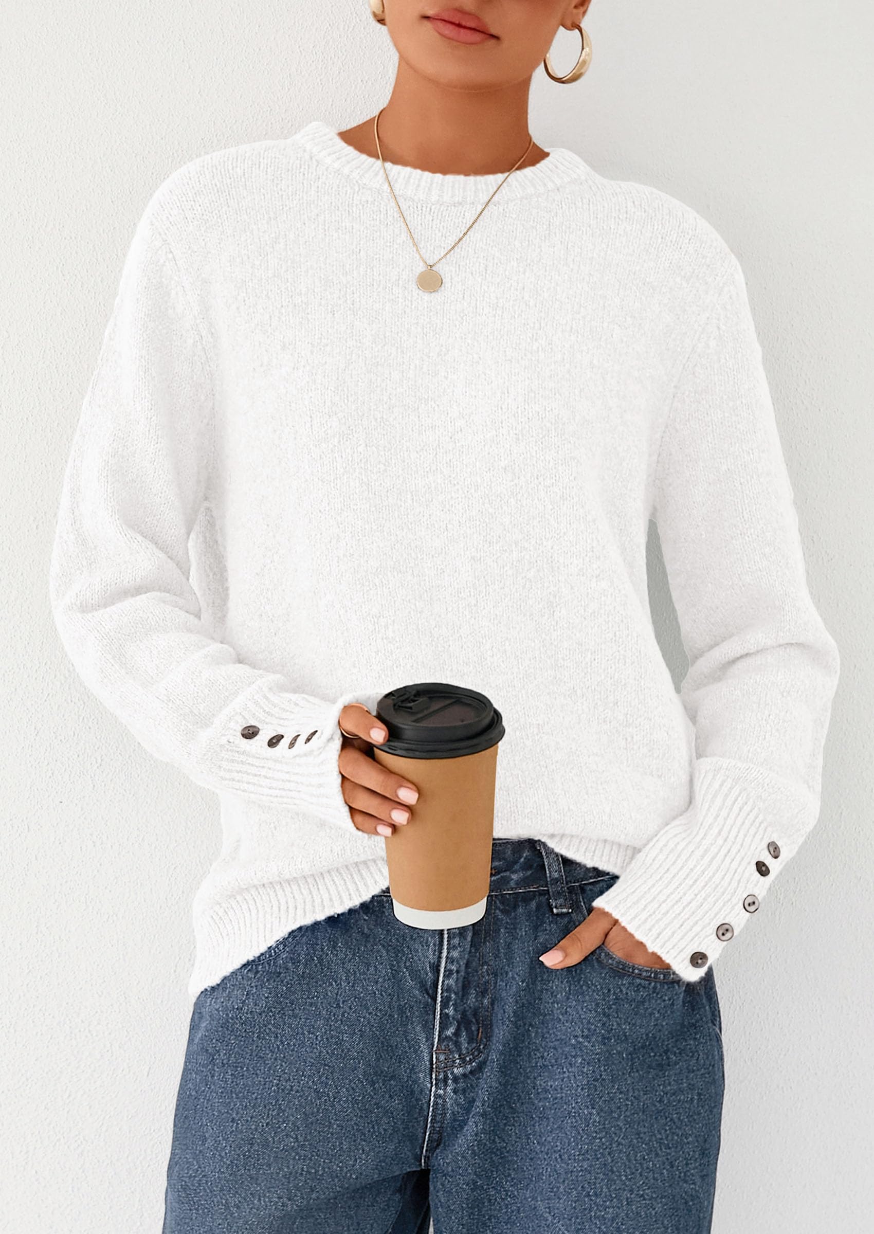 Fall Sweaters for Women Cozy Casual Pullover Ribbed Knit Tops