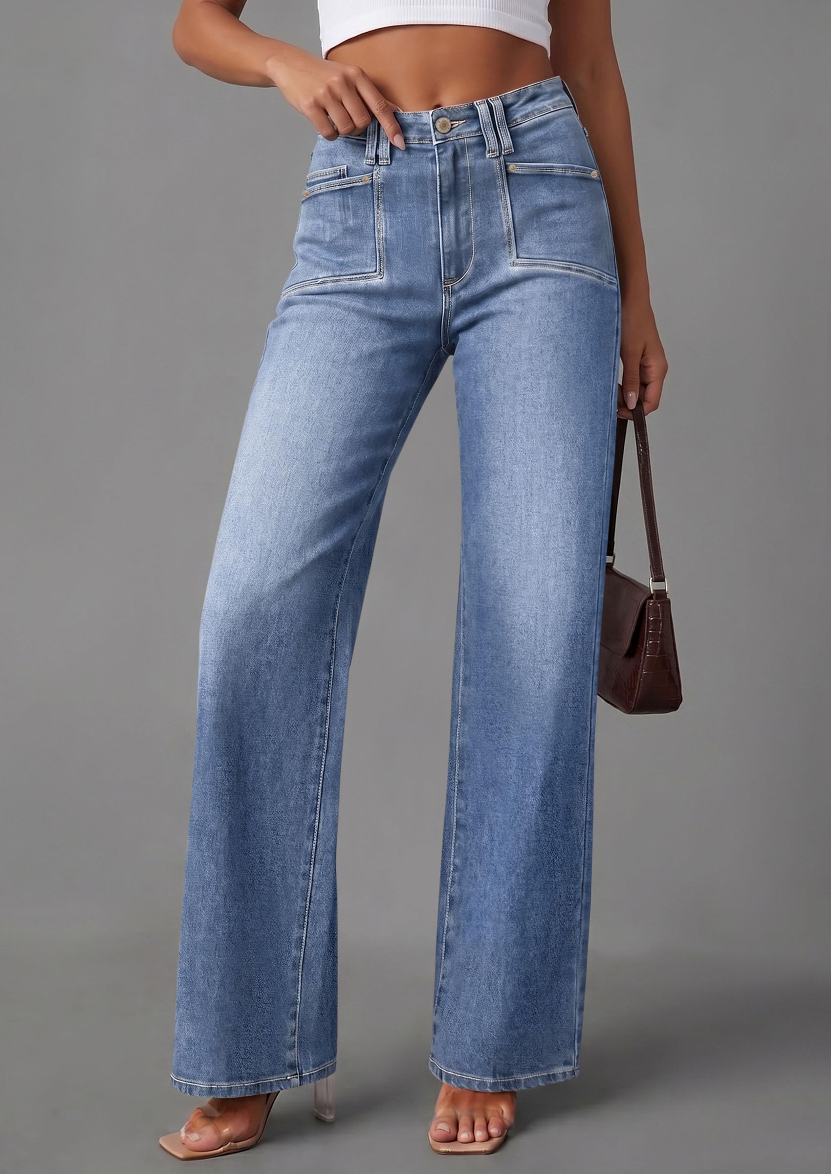 High Waisted Wide Leg Jeans for Women 2026 Trendy,Dusk Blue,4