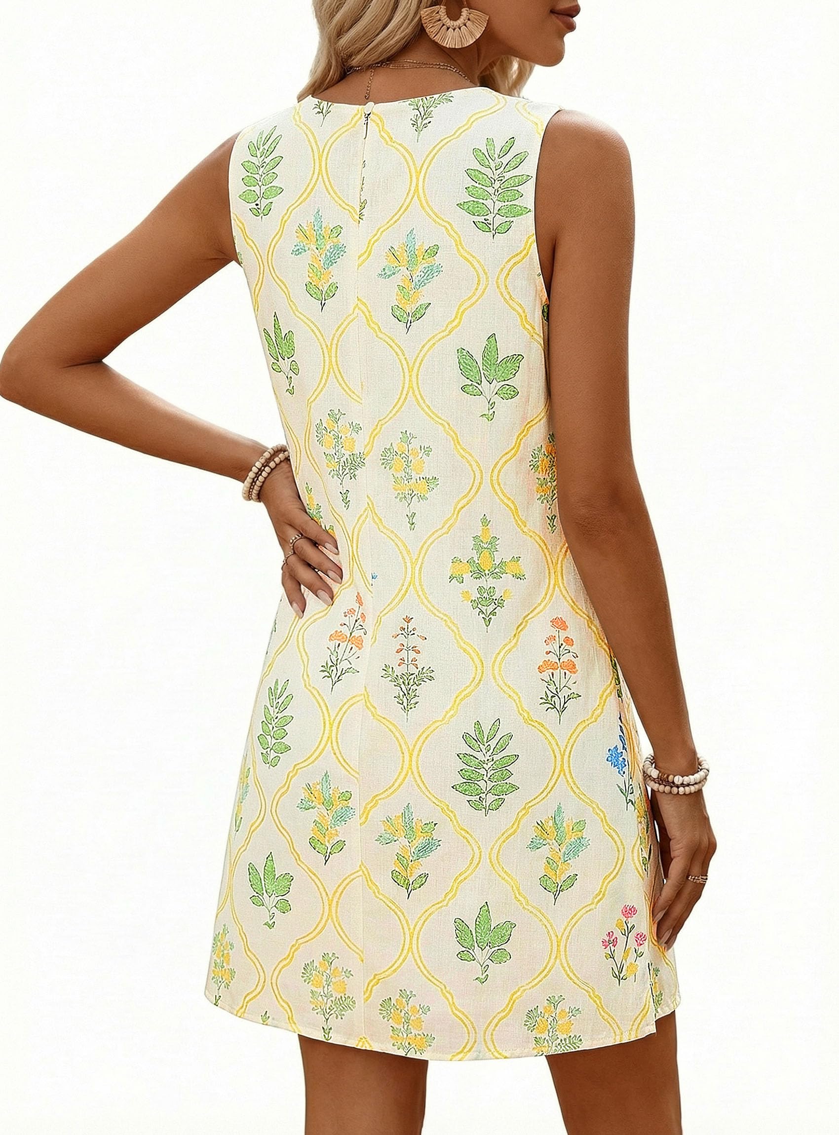 Women's Summer Floral Sundresses Sleeveless Mini Dress