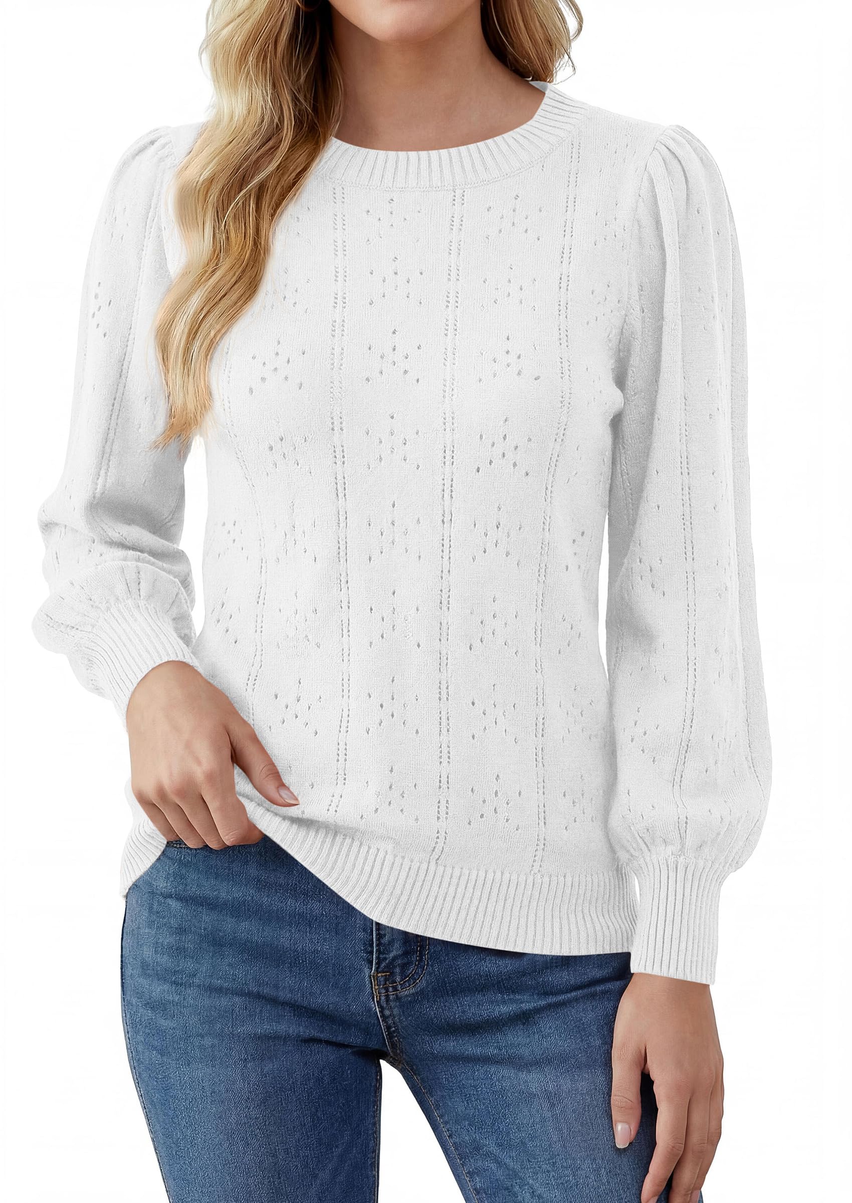 Women Fall Fashion Hollow Out Holiday Sweaters White,S