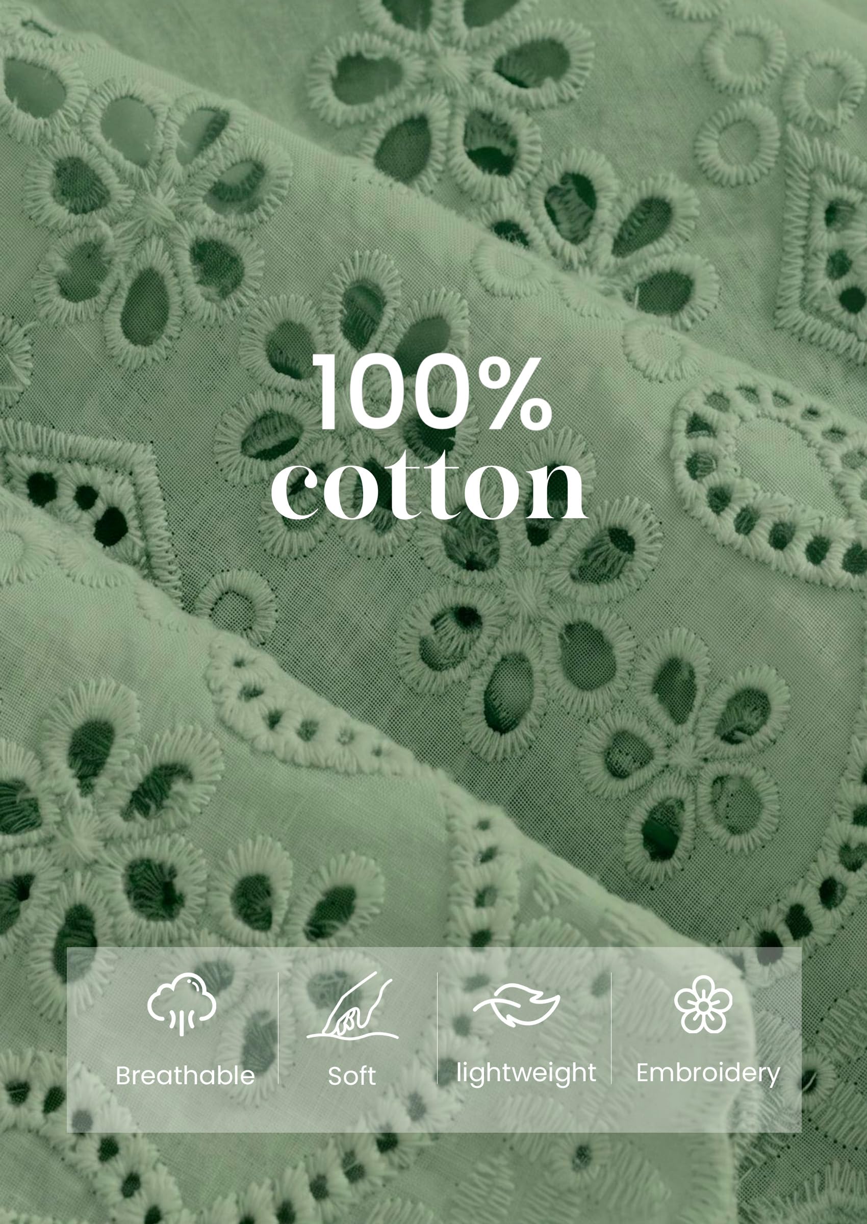 Women's Lace Tank Top Embroidery Eyelet Blouses,Bean Green,S