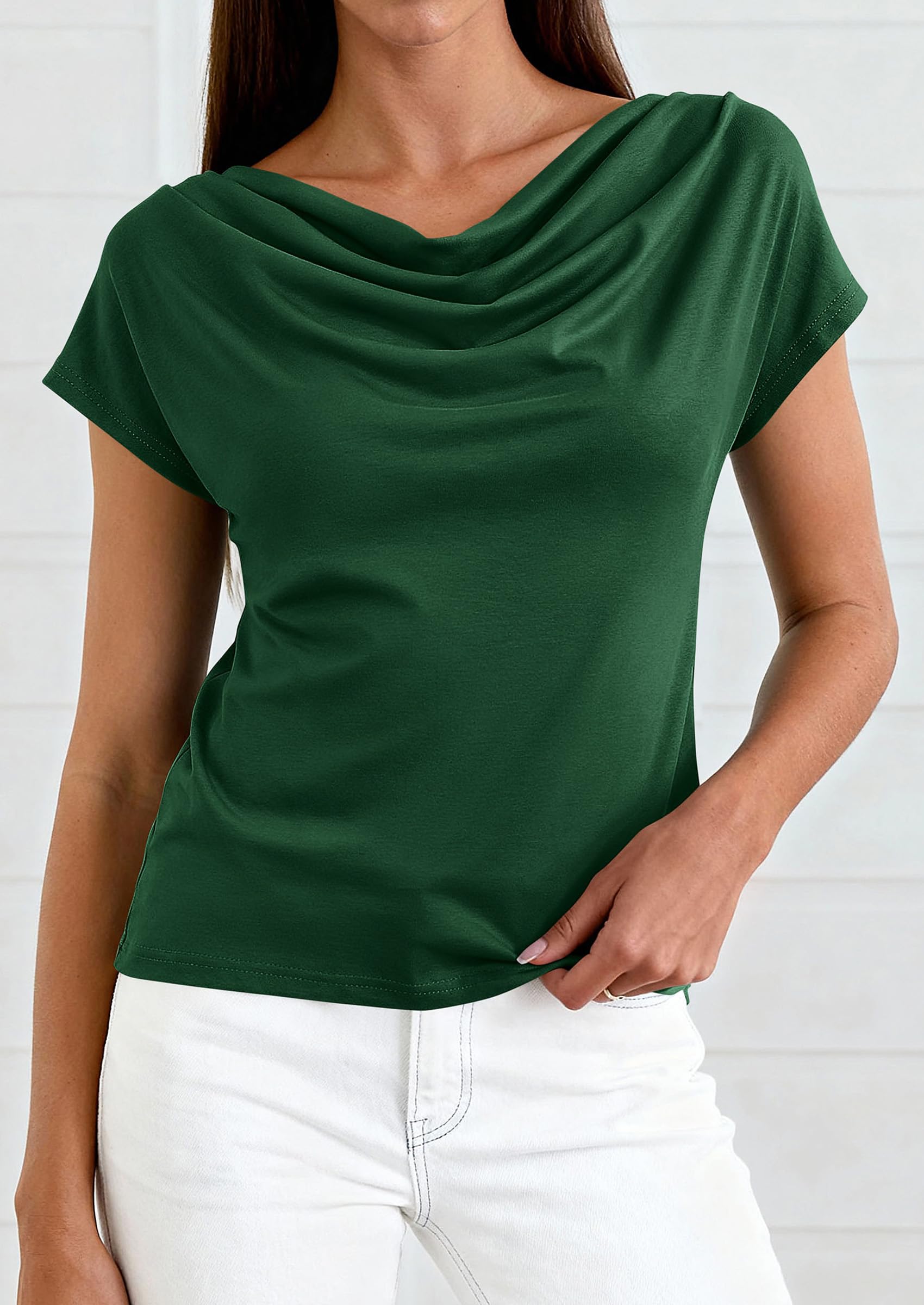 Womens Tops Dressy Business Casual Work Blouses, Green,XS