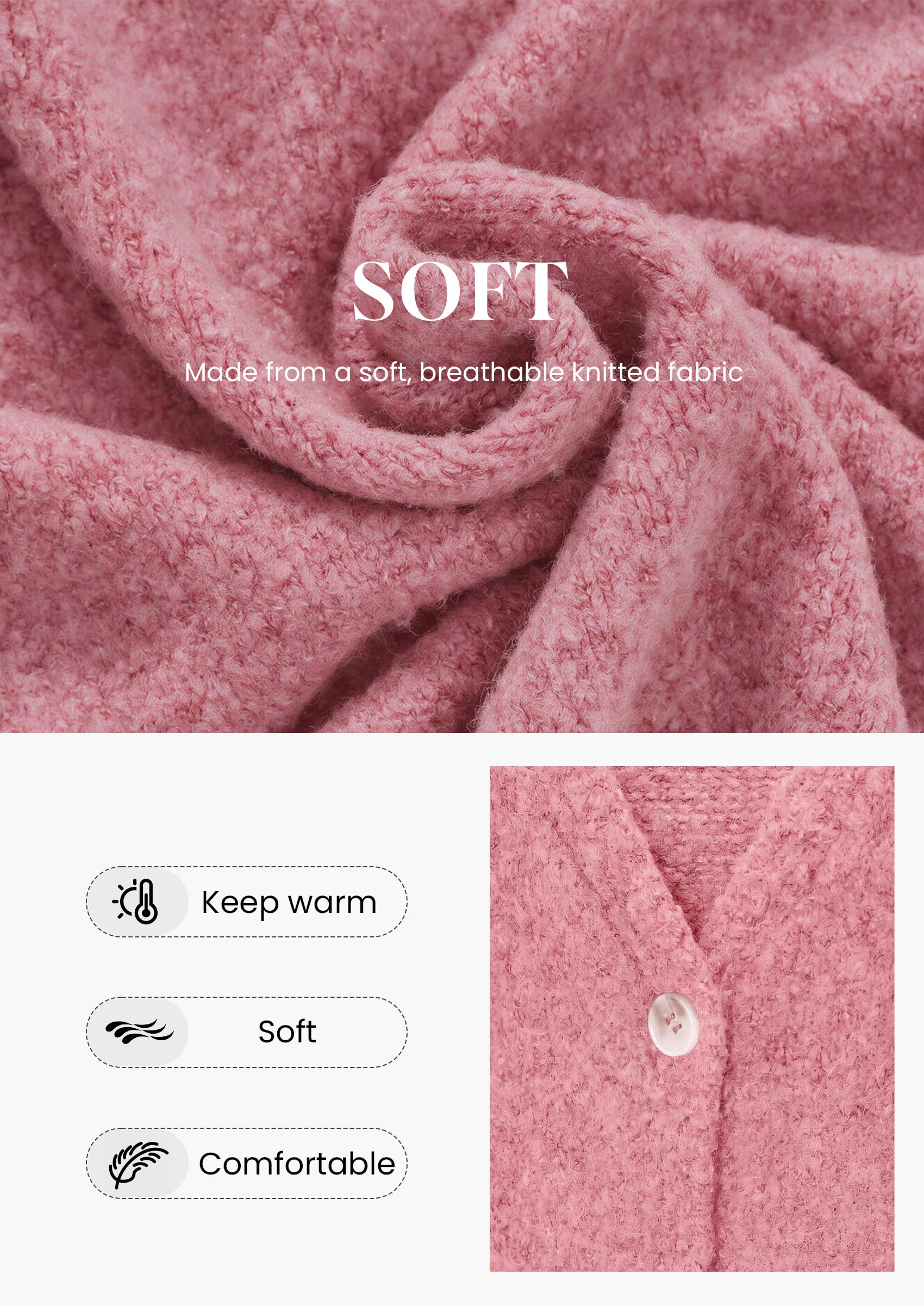 Womens Fall Sleeveless Button Down Sweater Vest,Pink,S