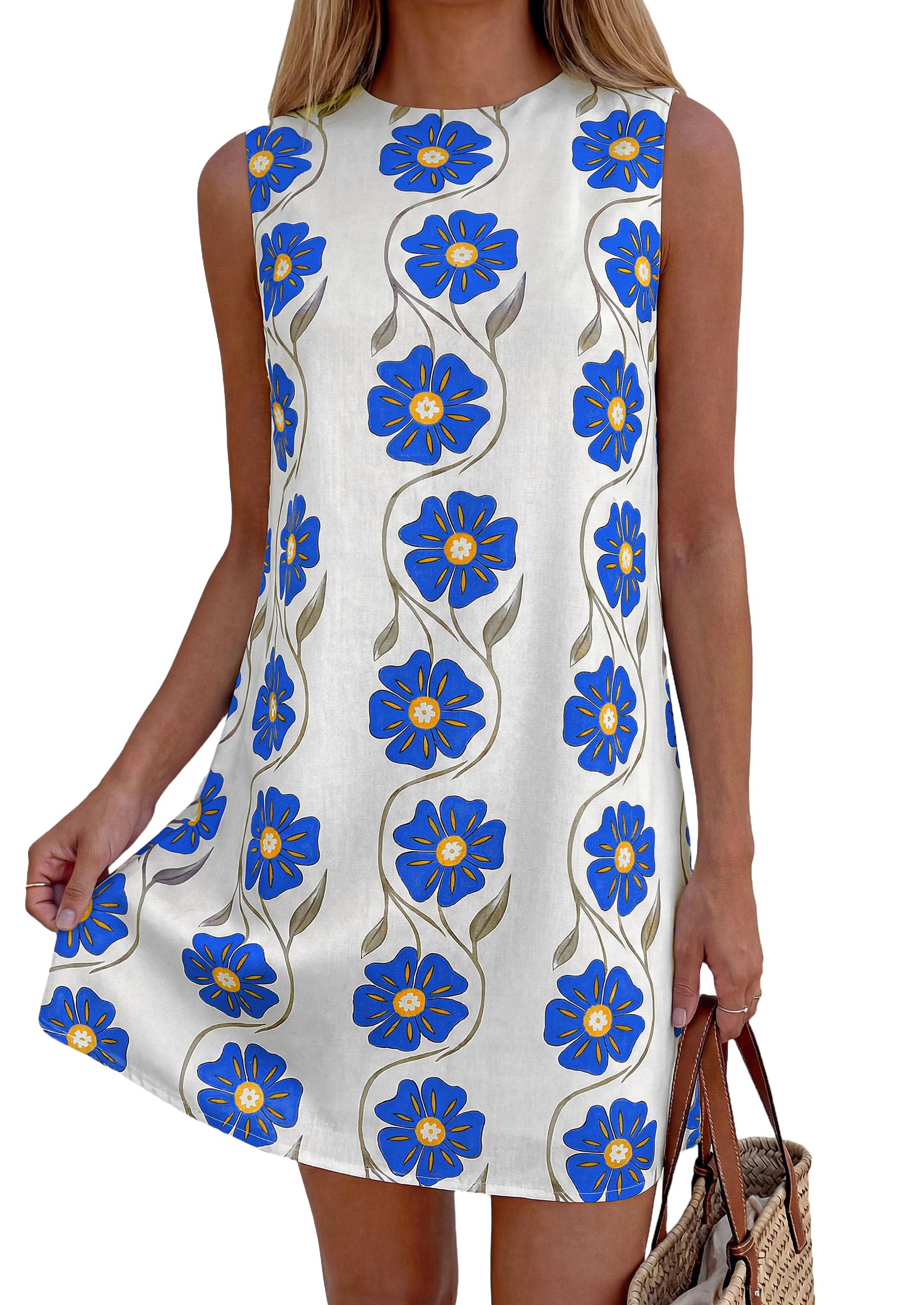 Women's Summer Floral Sundresses Sleeveless Mini Dress