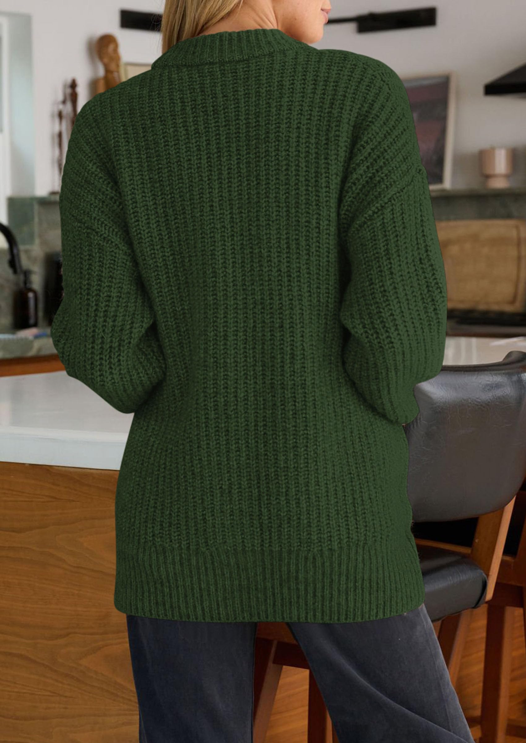 Oversized Cardigan Sweaters for Women Button Up,Army Green,S