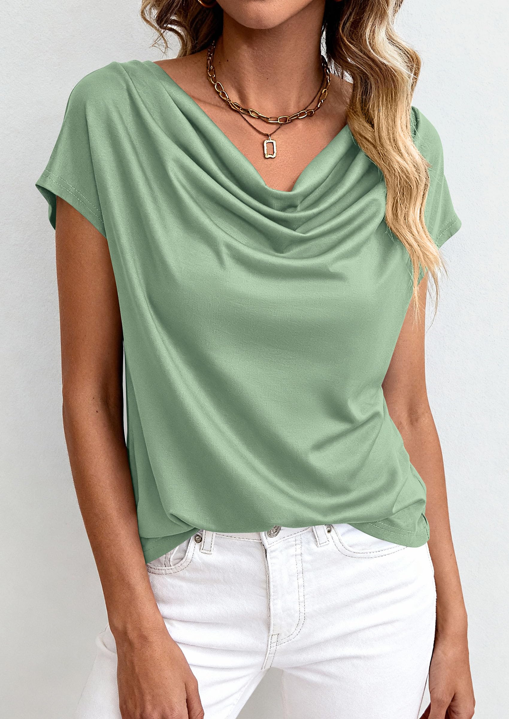 Womens Tops Dressy Business Casual Work Blouses, Sage Green,XS