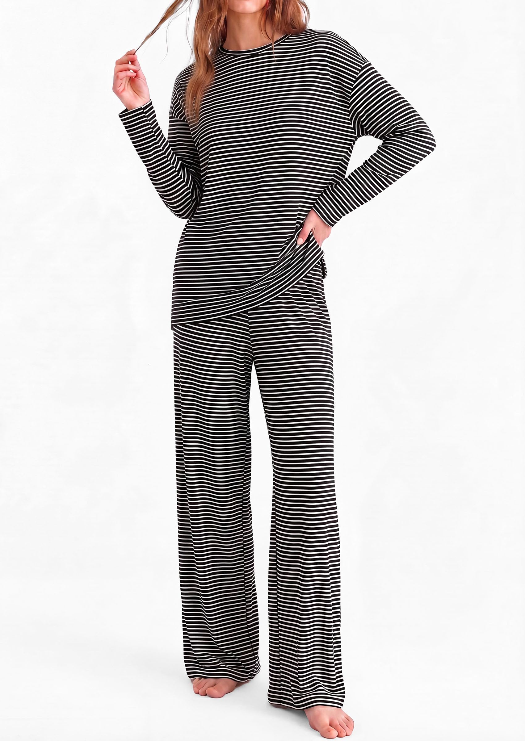 Lounge Sets for Women Fall Striped Matching Comfy Pajama Sets