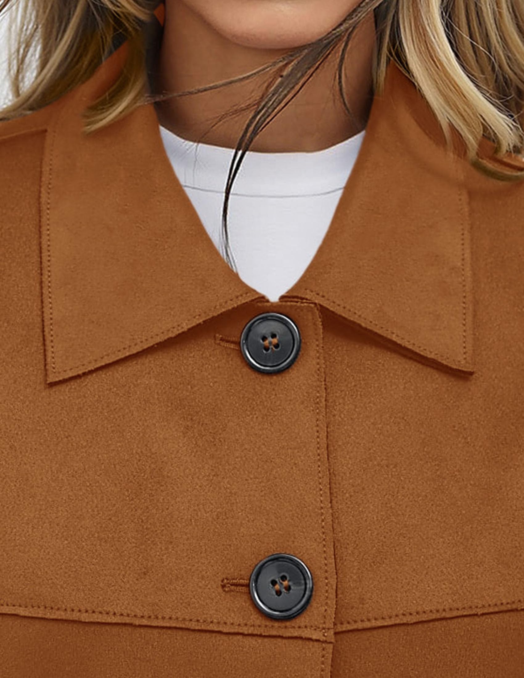 Women's Faux Suede Shacket Jackets Lightweight Cropped Coats