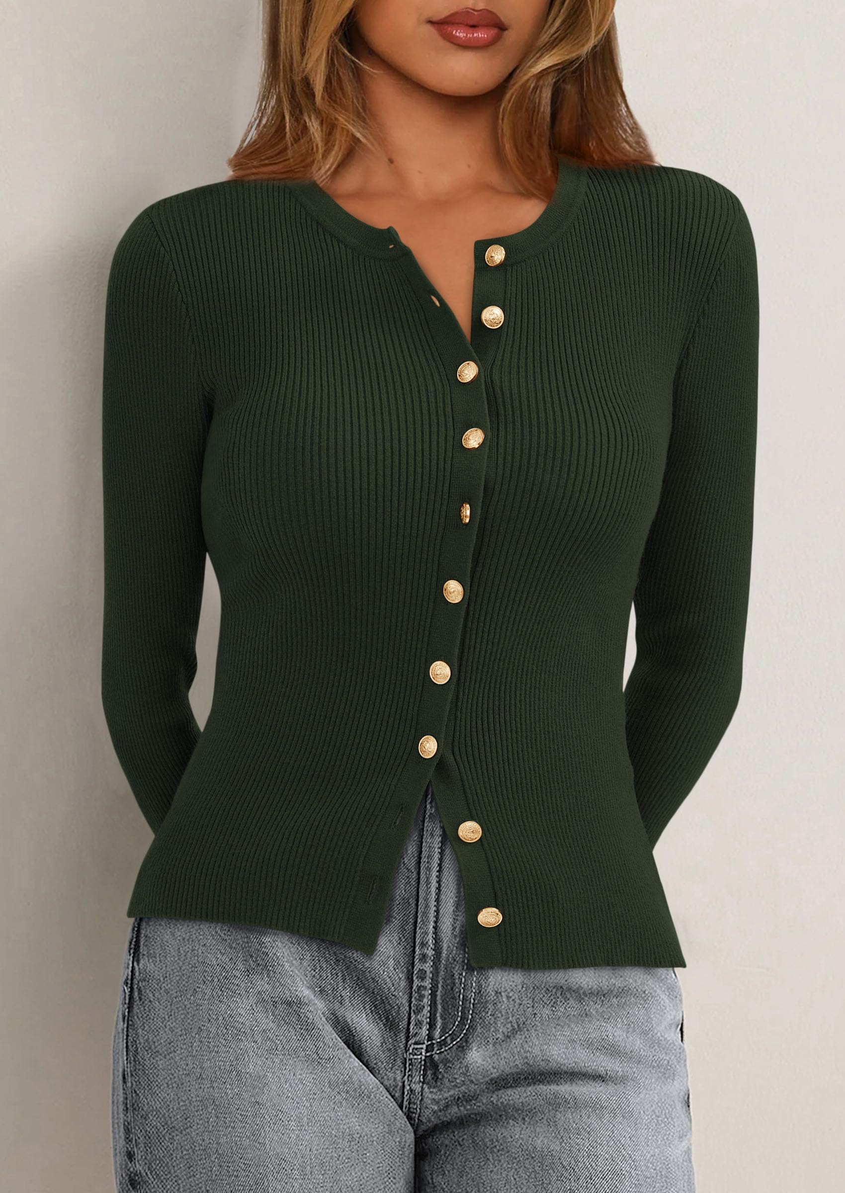 Women's Fall Lightweight Cardigan Sweaters,Army Green,S