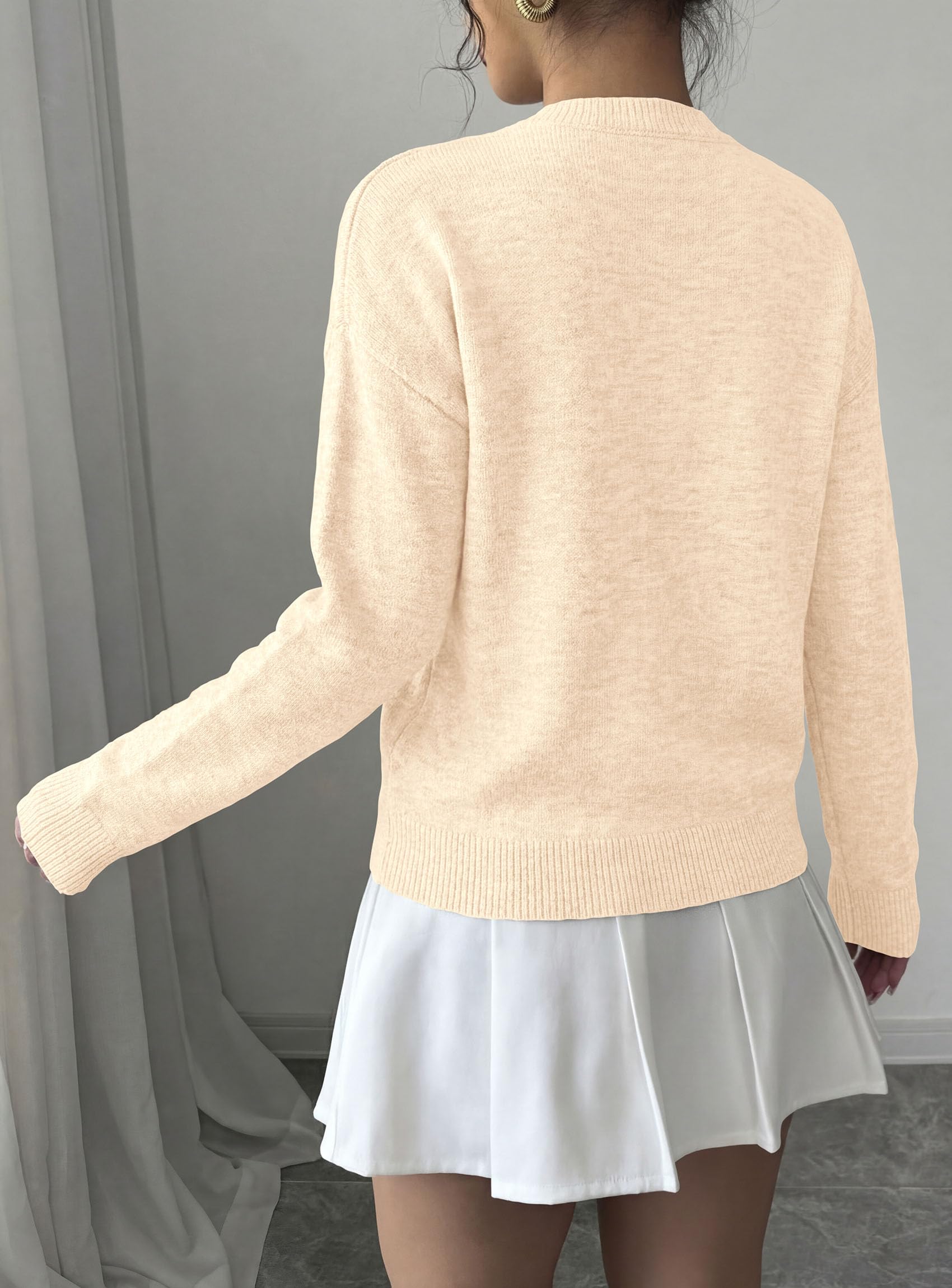 Sweaters for Women Fall Fashion Embroidered Floral Knit Tops
